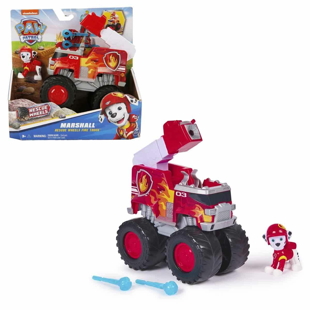 PAW Patrol Rescue Wheels Marshall Figürü Ve İtfaiye Kamyonu | Fırlatıcılı Kurtarma Aracı | Orijinal Lisanslı Aksiyon Oyuncağı