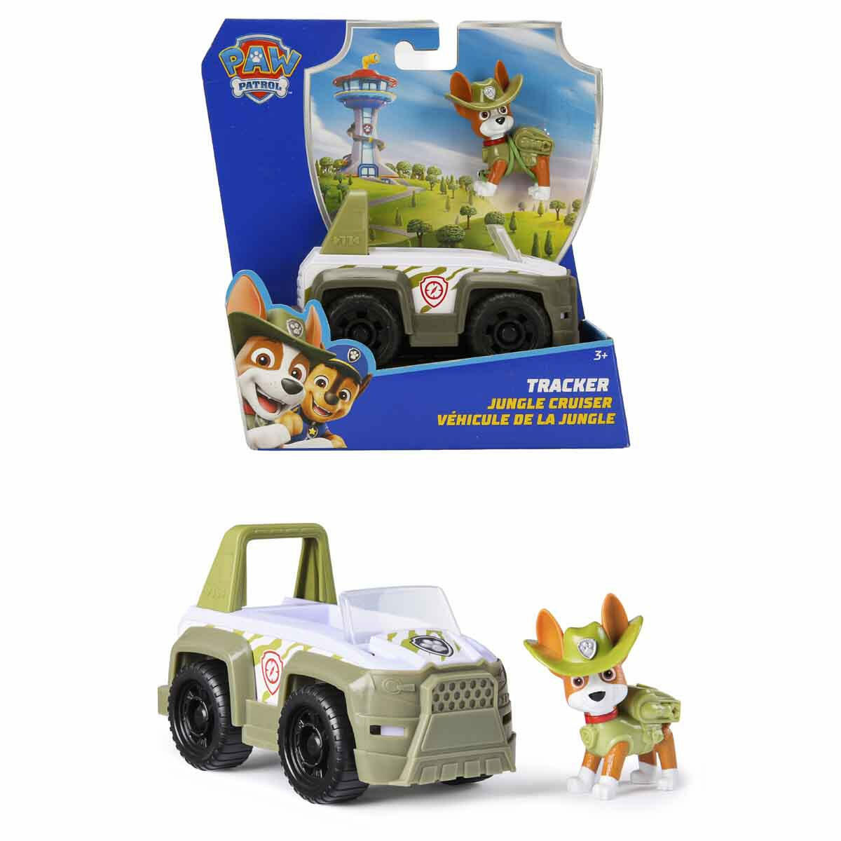 PAW Patrol Tracker Figürü ve Jungle Cruiser | 13,5 cm Orman Keşif Aracı ve Tracker Figür Seti | Orijinal Lisanslı Macera Oyuncağı