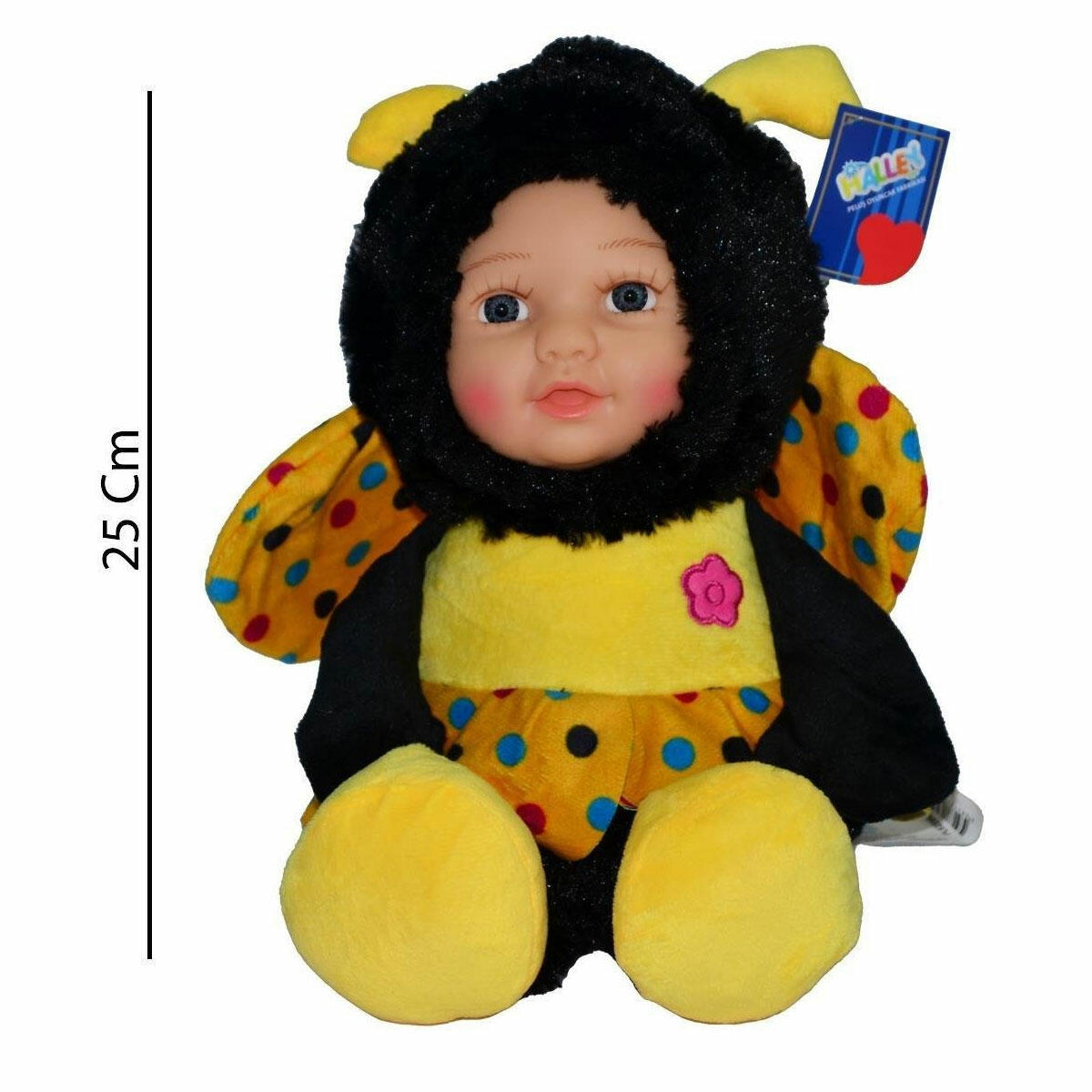 Peluş Arı Bebek 25 cm | Halley Oyuncak Sevimli Bal Arısı | Yumuşak ve Kaliteli Uyku Arkadaşı