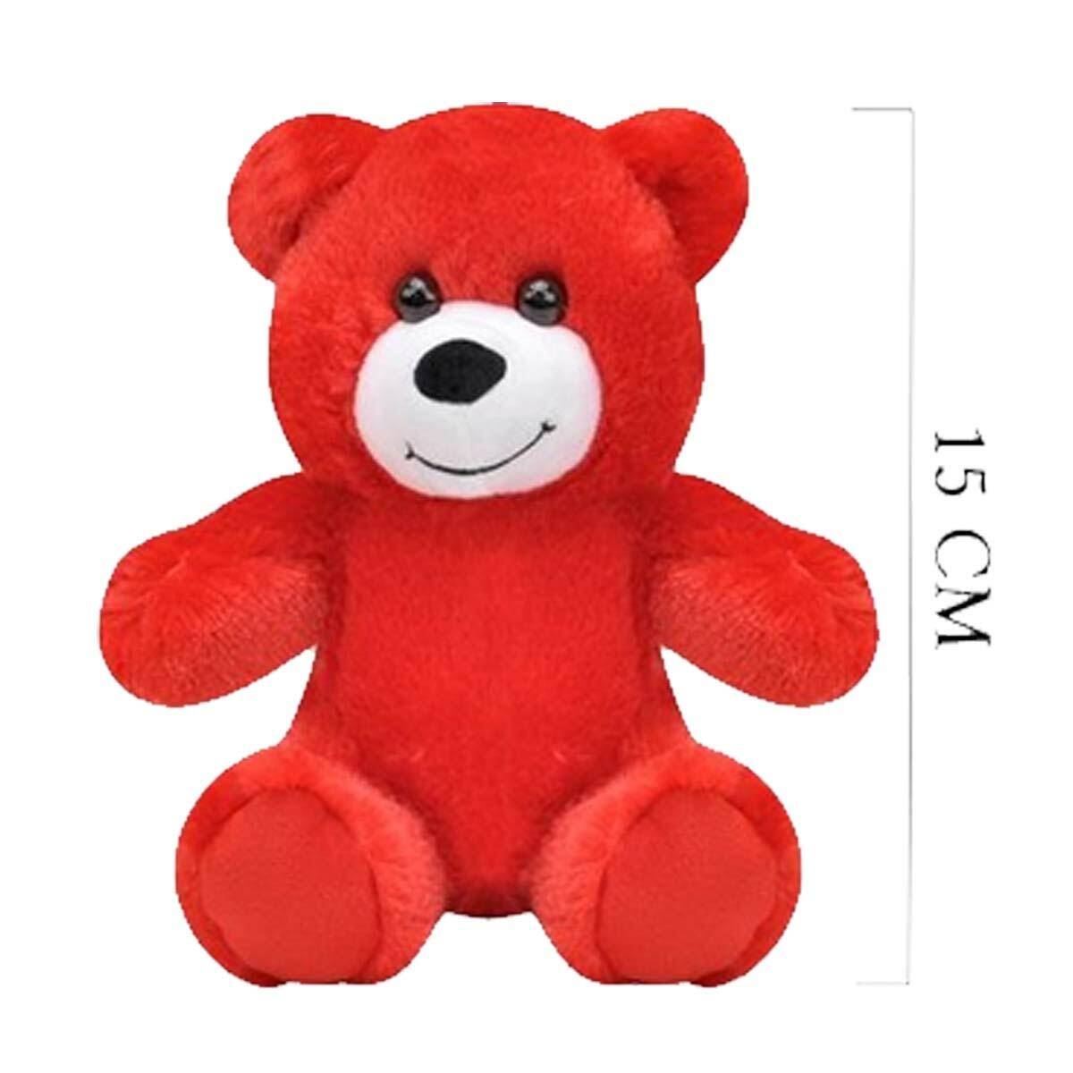 Peluş Ayı Oyuncak 15 cm Kırmızı | Yumuşacık Welsoft Kumaş | CE Belgeli Ve Güvenli Küçük Ayıcık