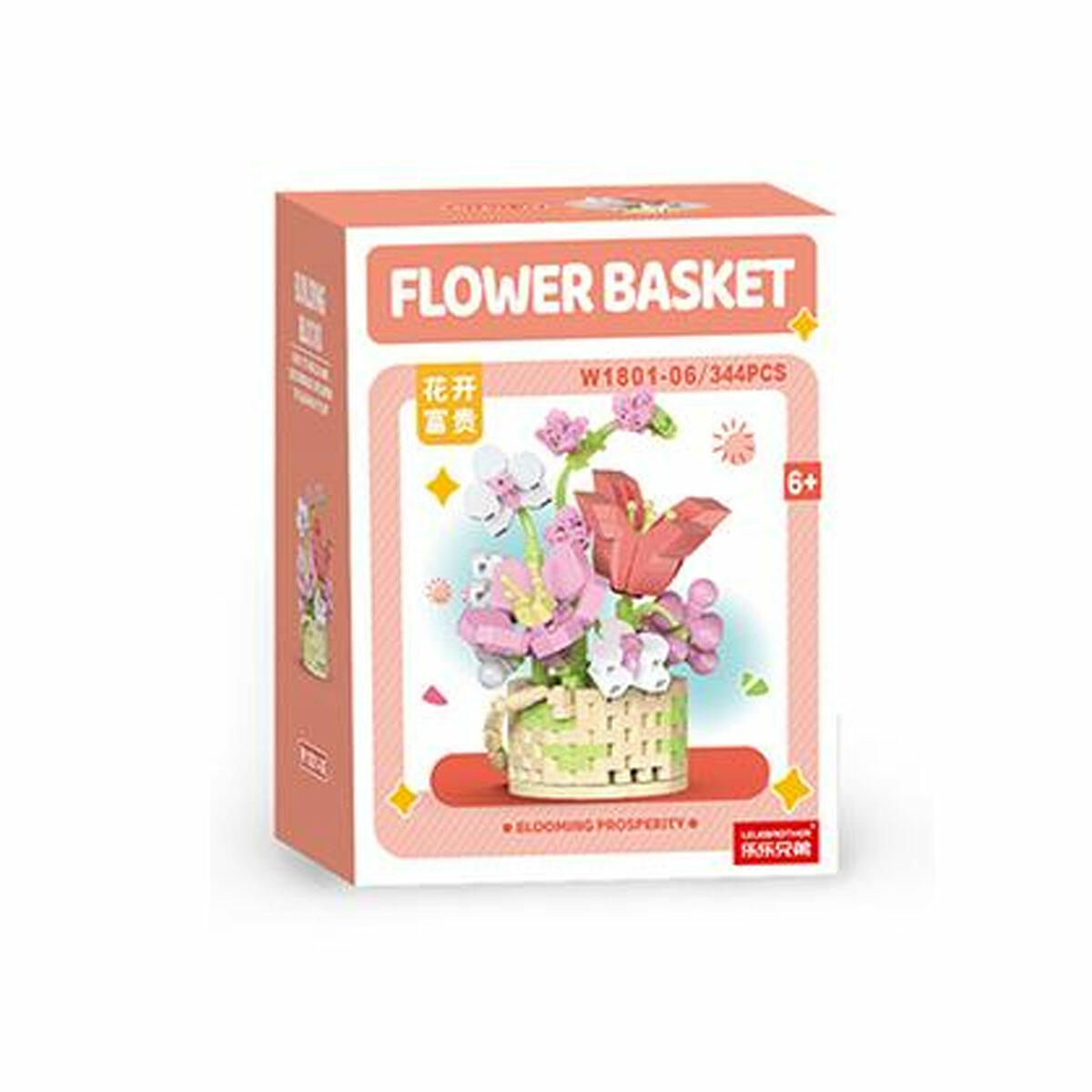 Pembe Çiçekler Saksıda 344 Parça Blok Seti | Dekoratif Çiçek Yapım Bloğu | Masaüstü Hobi ve Estetik Ev Aksesuarı Seti