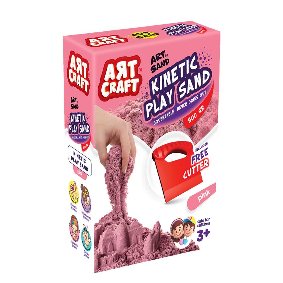 Art Craft Art Sand Pembe Kinetik Oyun Kumu 500 Gr | Kurumayan Eğitici Oyun Kumu | Canlı Pembe Duyusal Aktivite Seti