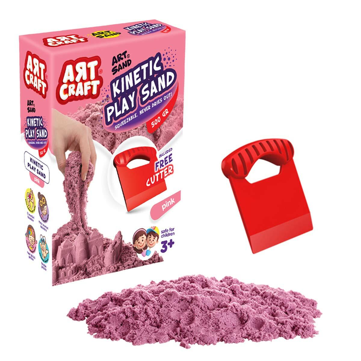 Art Craft Art Sand Pembe Kinetik Oyun Kumu 500 Gr | Kurumayan Eğitici Oyun Kumu | Canlı Pembe Duyusal Aktivite Seti