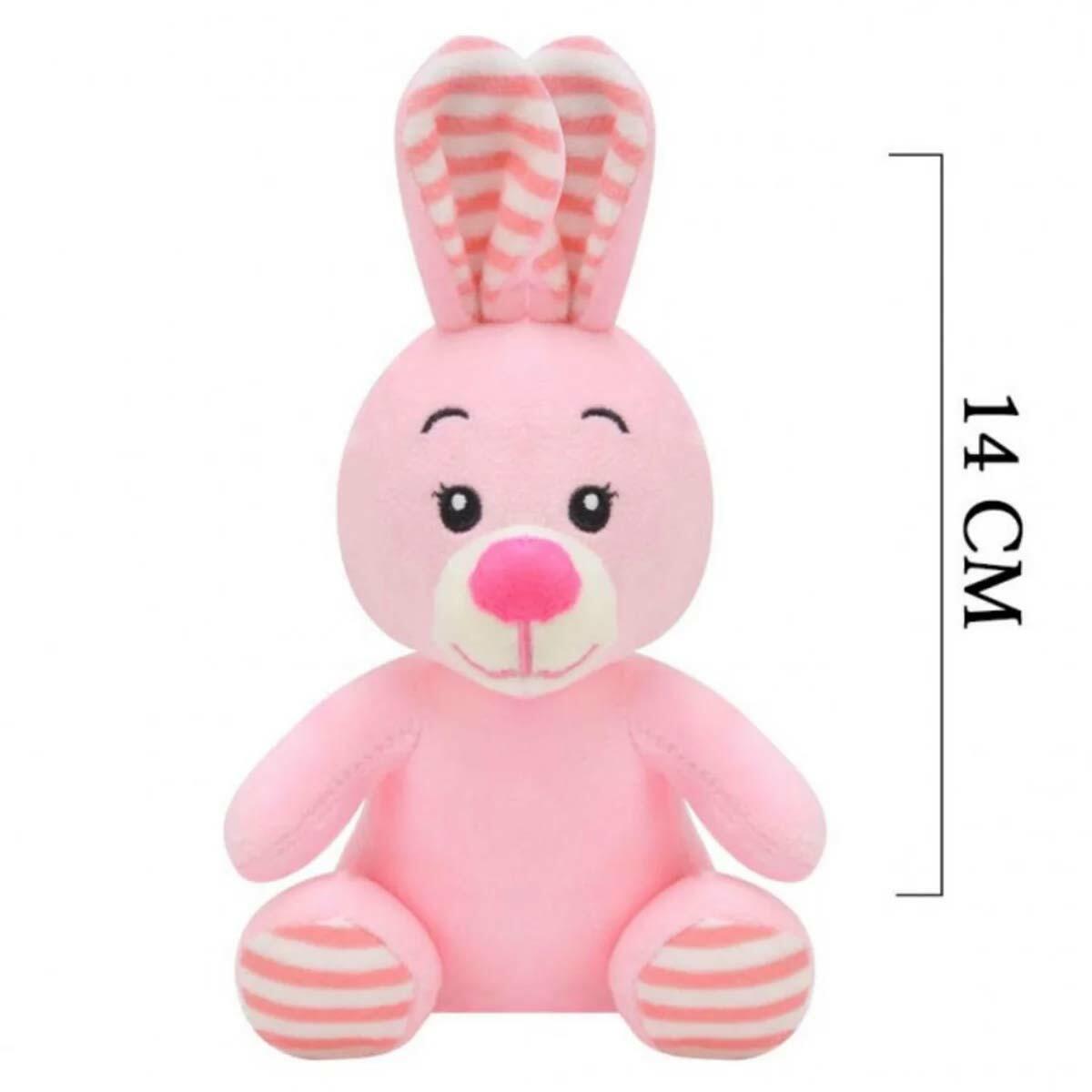 Pembe Peluş Tavşan 14 cm | Yumuşacık Welsoft Kumaş | CE Belgeli Ve Güvenli Mini Peluş Oyuncak
