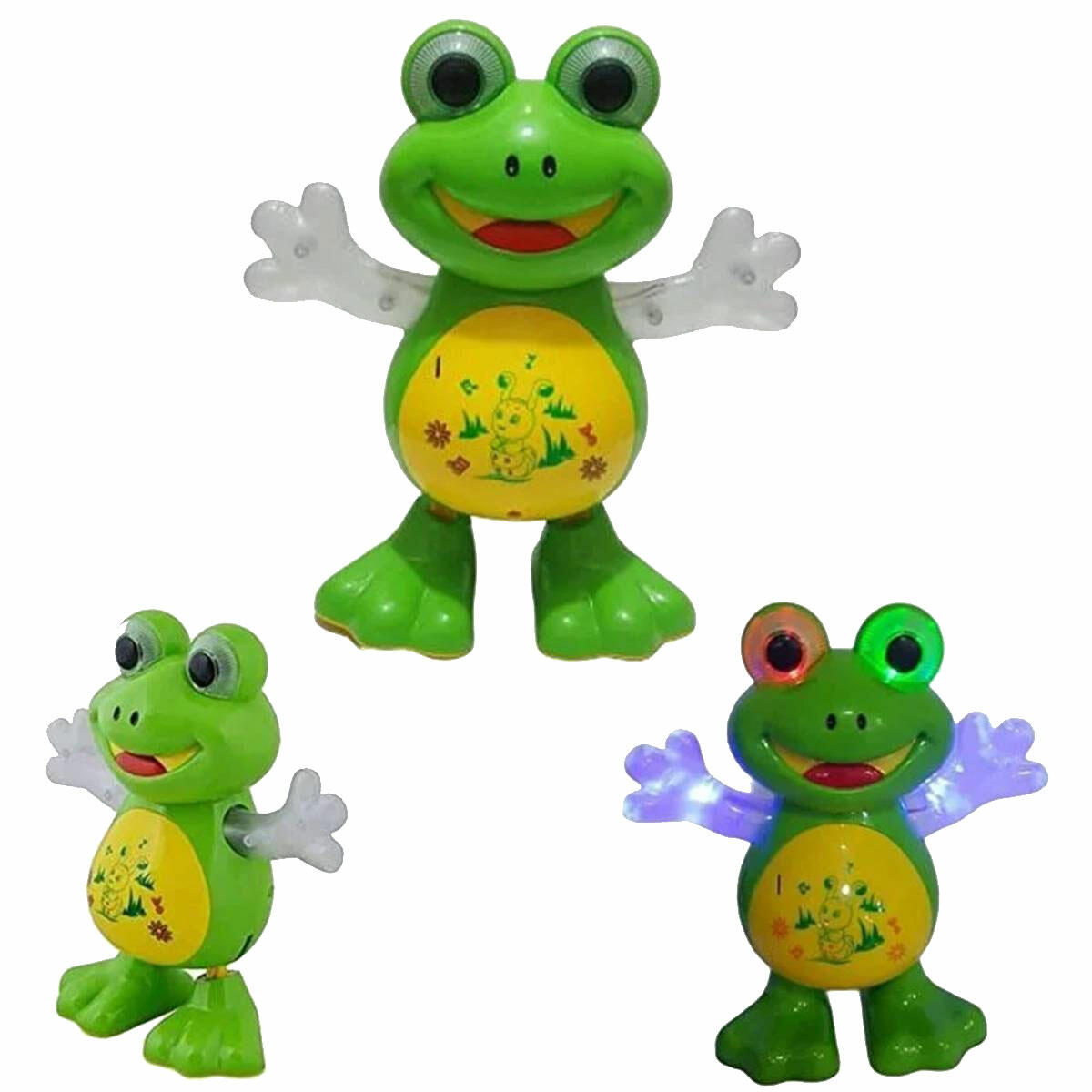 Pilli Işıklı Dansçı Kurbağa | Müzikli ve Full Fonksiyon Hareketli Eğitici Oyuncak | Can Ali Toys 19 cm Bebek ve Çocuk Oyun Arkadaşı