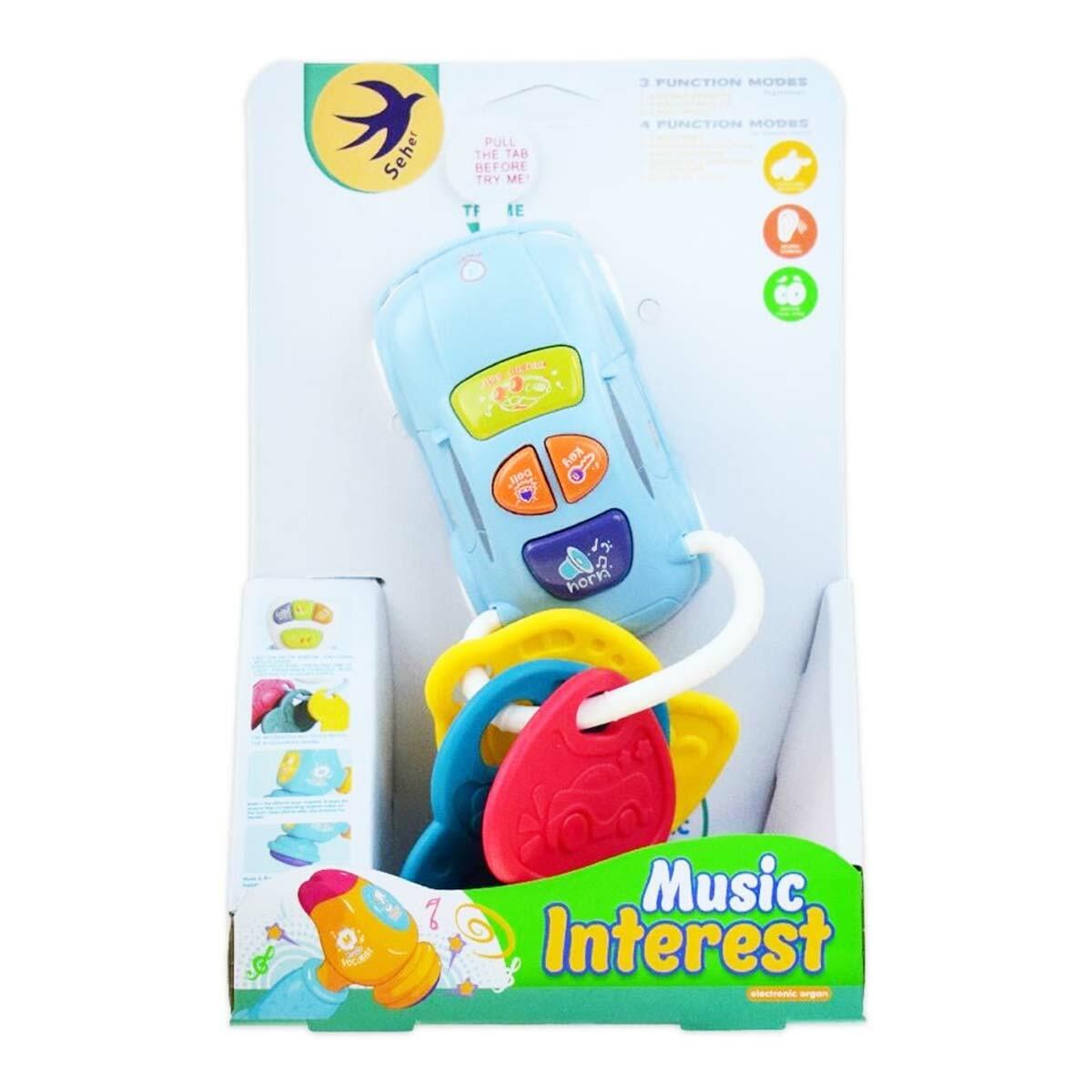 Pilli Müzikli Araba Çıngırak | Eğitici Bebek Anahtarlık Seti | Işıklı Ve Sesli İlk Arabam Oyuncağı