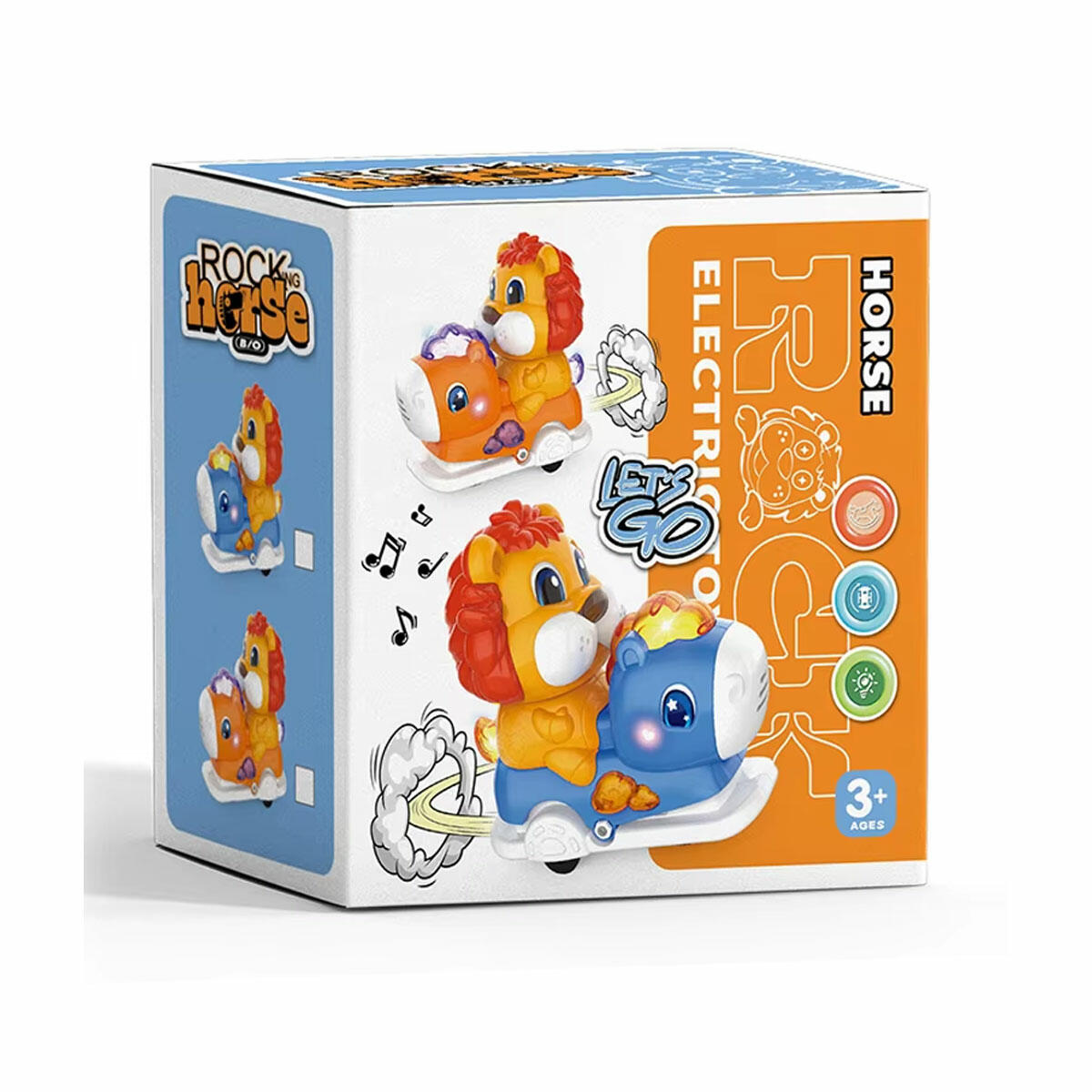 Pilli Müzikli Atlı Karınca Aslan | Sesli Işıklı Çarp-Dön Hareketli Oyuncak | 14 cm İnteraktif ve Eğitici Çocuk Oyuncağı