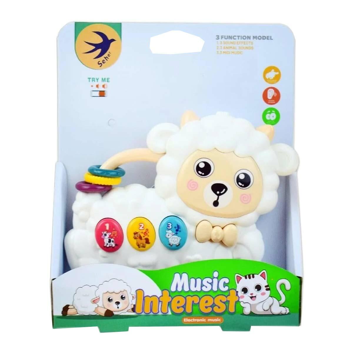 Pilli Müzikli Kuzu İlk Piyanom | Eğitici Ve Işıklı Bebek Piyanosu | 3 Modlu Müzik Seti