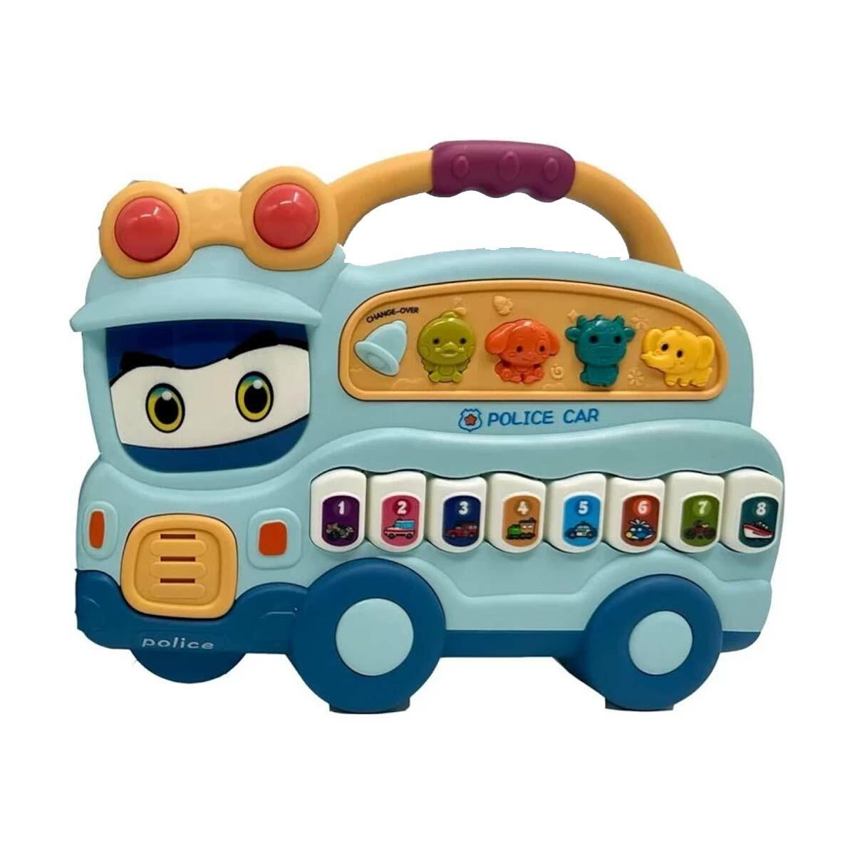 Pilli Müzikli Polis Otobüsü | 3 Modlu Eğitici Piyano Ve Sayı Öğretici | Işıklı İnteraktif Çocuk Oyuncağı