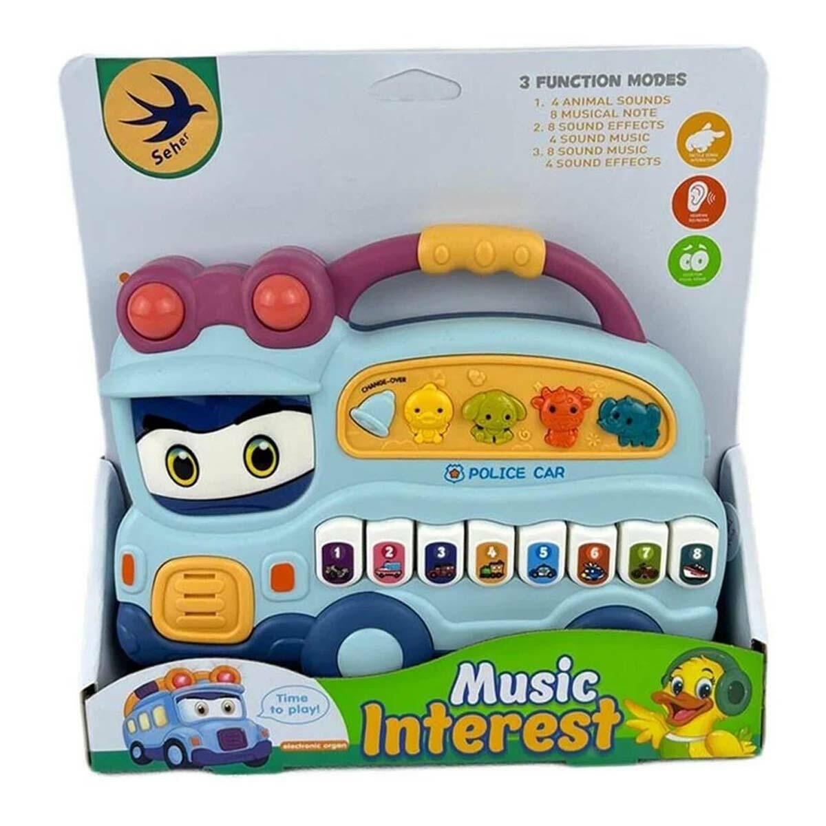 Pilli Müzikli Polis Otobüsü | 3 Modlu Eğitici Piyano Ve Sayı Öğretici | Işıklı İnteraktif Çocuk Oyuncağı