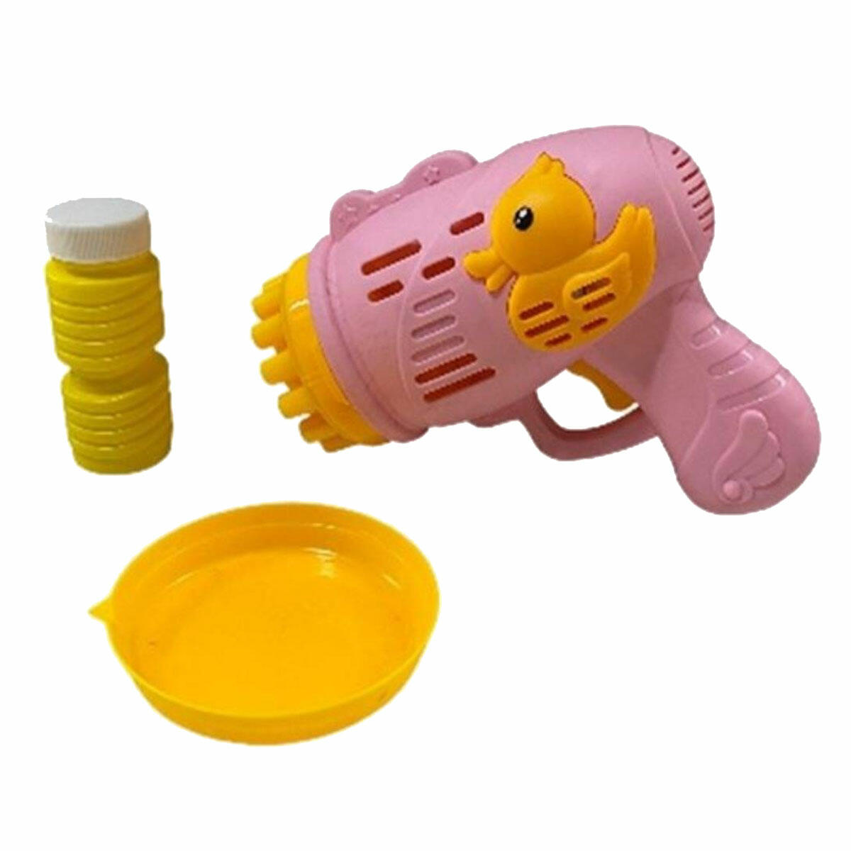 Pilli Ördekli Köpük Tabancası Pembe | Işıklı Otomatik Baloncuk Makinesi | Çocuklar İçin Ördek Figürlü Köpük Tabancası