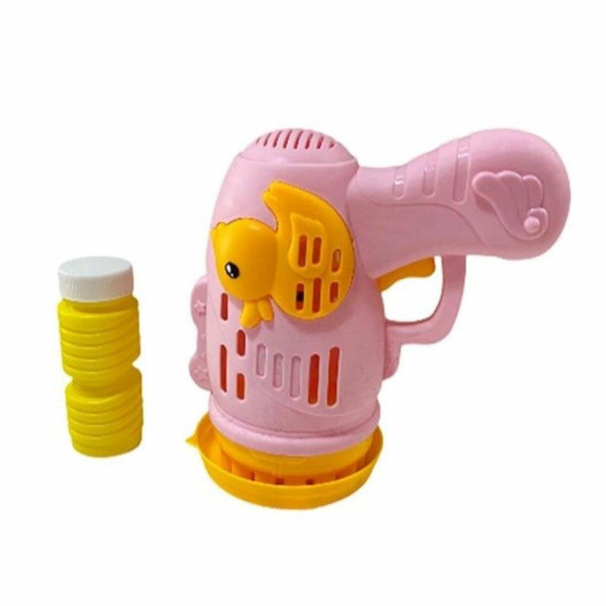Pilli Ördekli Köpük Tabancası Pembe | Işıklı Otomatik Baloncuk Makinesi | Çocuklar İçin Ördek Figürlü Köpük Tabancası
