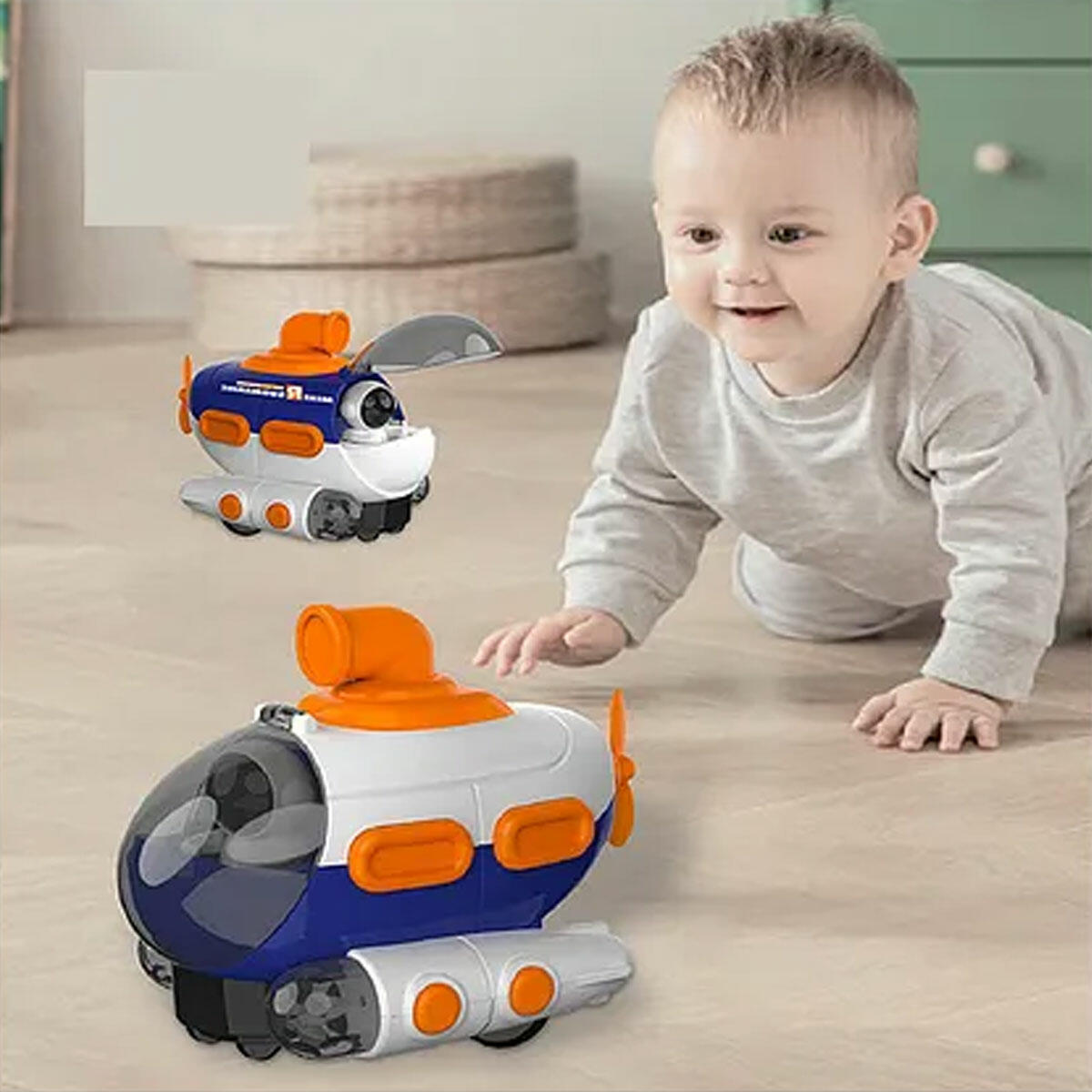 Pilli Sesli ve Işıklı Çok Yönlü Uzay Aracı | Hareketli ve Projeksiyonlu Robotik Uzay Oyuncağı | Otomatik Yön Değiştiren Galaksi Gezgini