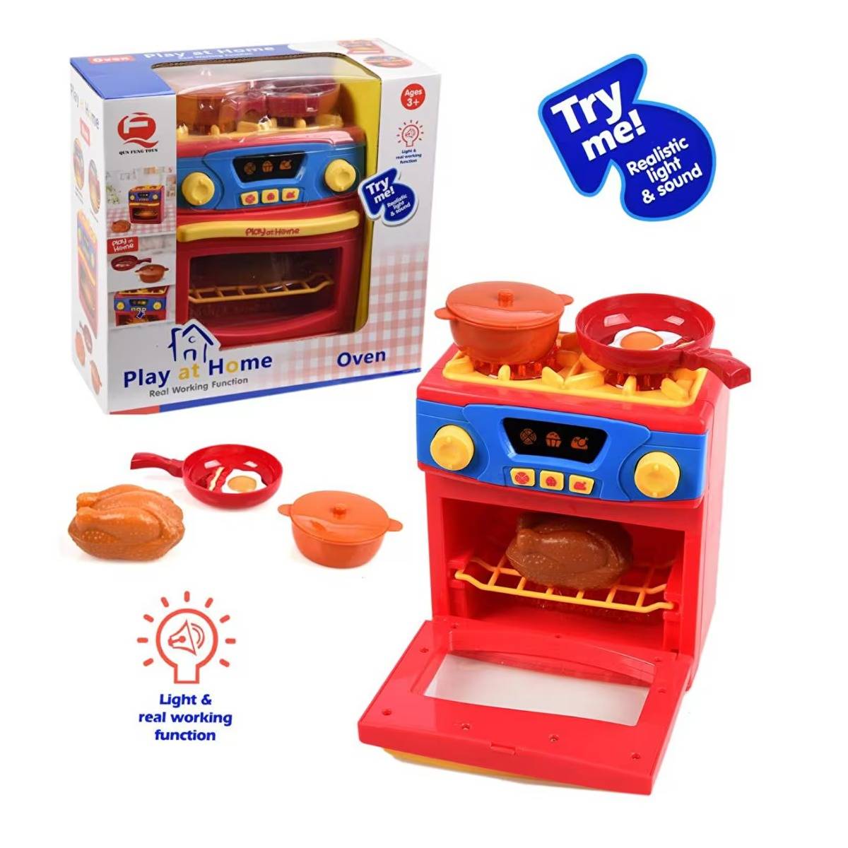 Işıklı Sesli Fonksiyonlu Ocaklı Oyuncak Fırın Set