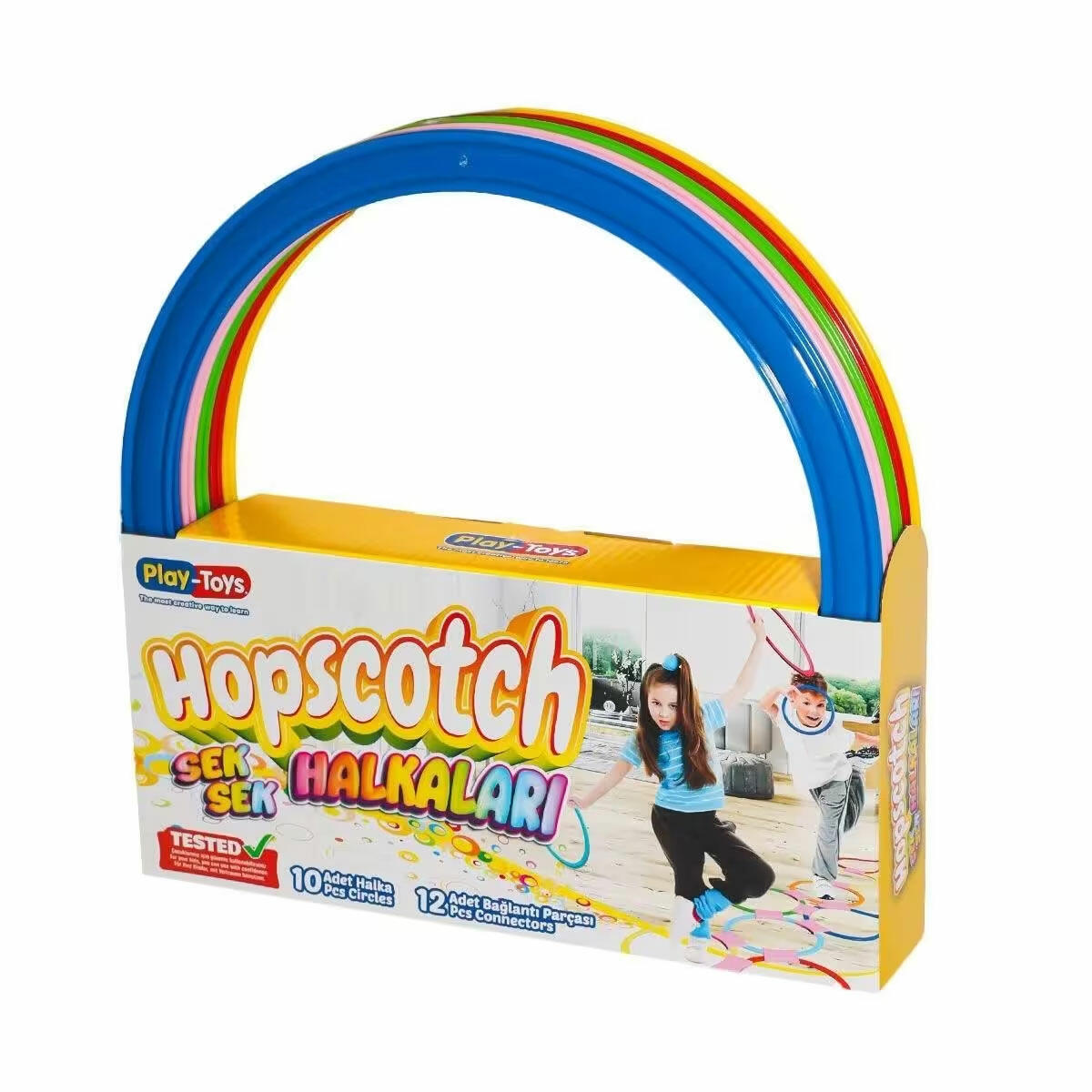 Playtoys Halka Seksek Oyunu | Eğitici ve Hareketli Yer Oyunu | 28 cm Çocuklar İçin Renkli Seksek Seti