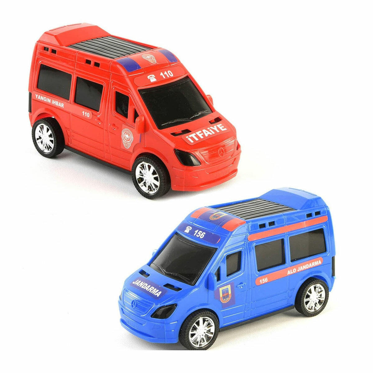 Polis, Jandarma, Ambulans, İtfaiye Aracı 4'Lü Set | Sürtmeli ve Çek Bırak Fonksiyonlu Acil Durum Oyuncakları (25 cm)