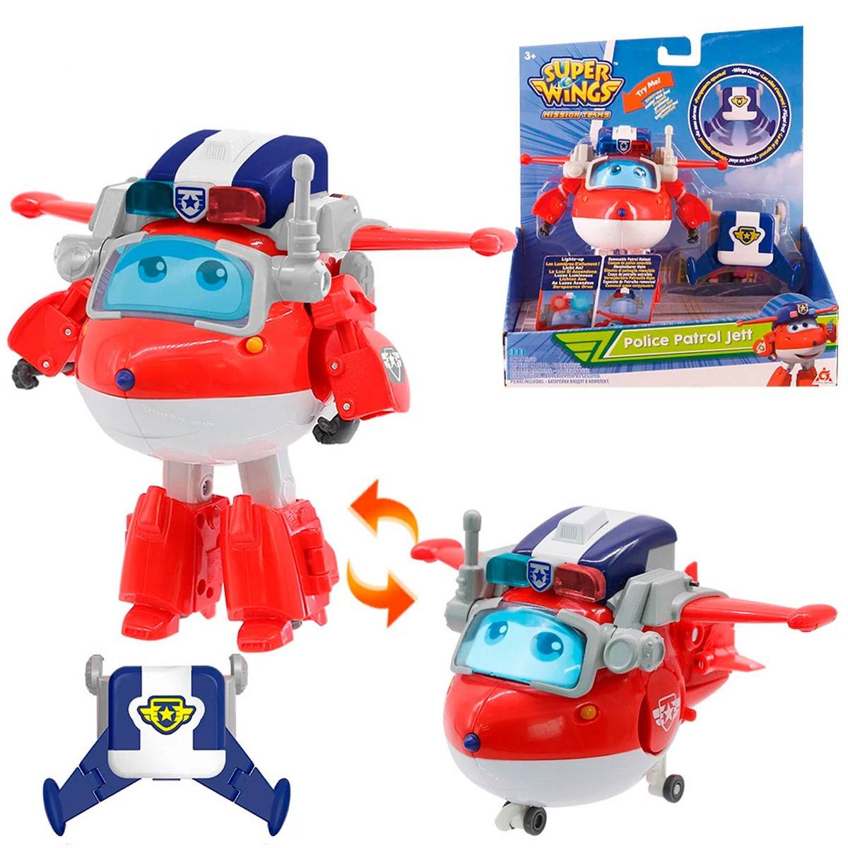 Harika Kanatlar Işıklı Robottan Uçağa Dönüşen Polis Jett Figür