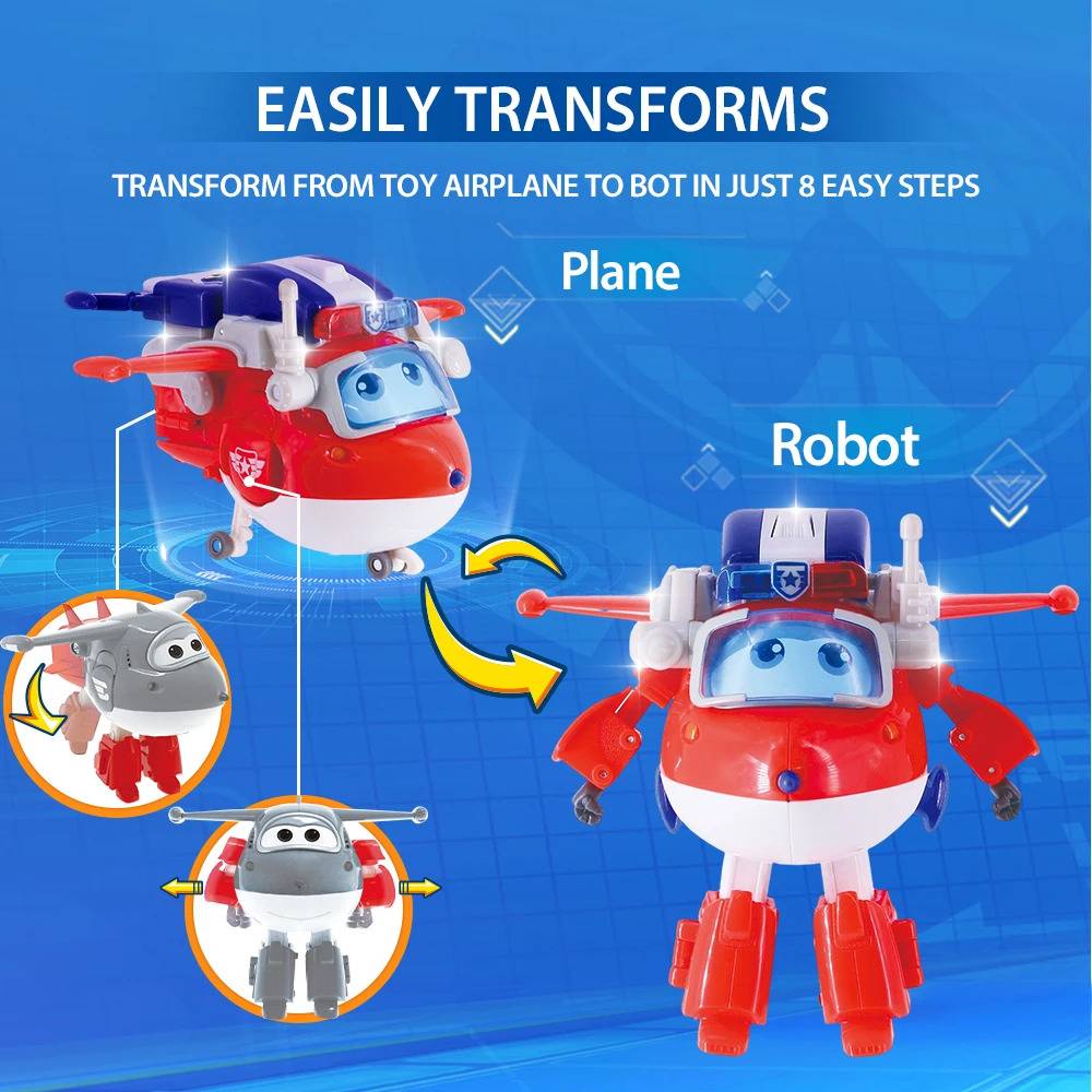 Harika Kanatlar Işıklı Robottan Uçağa Dönüşen Polis Jett Figür