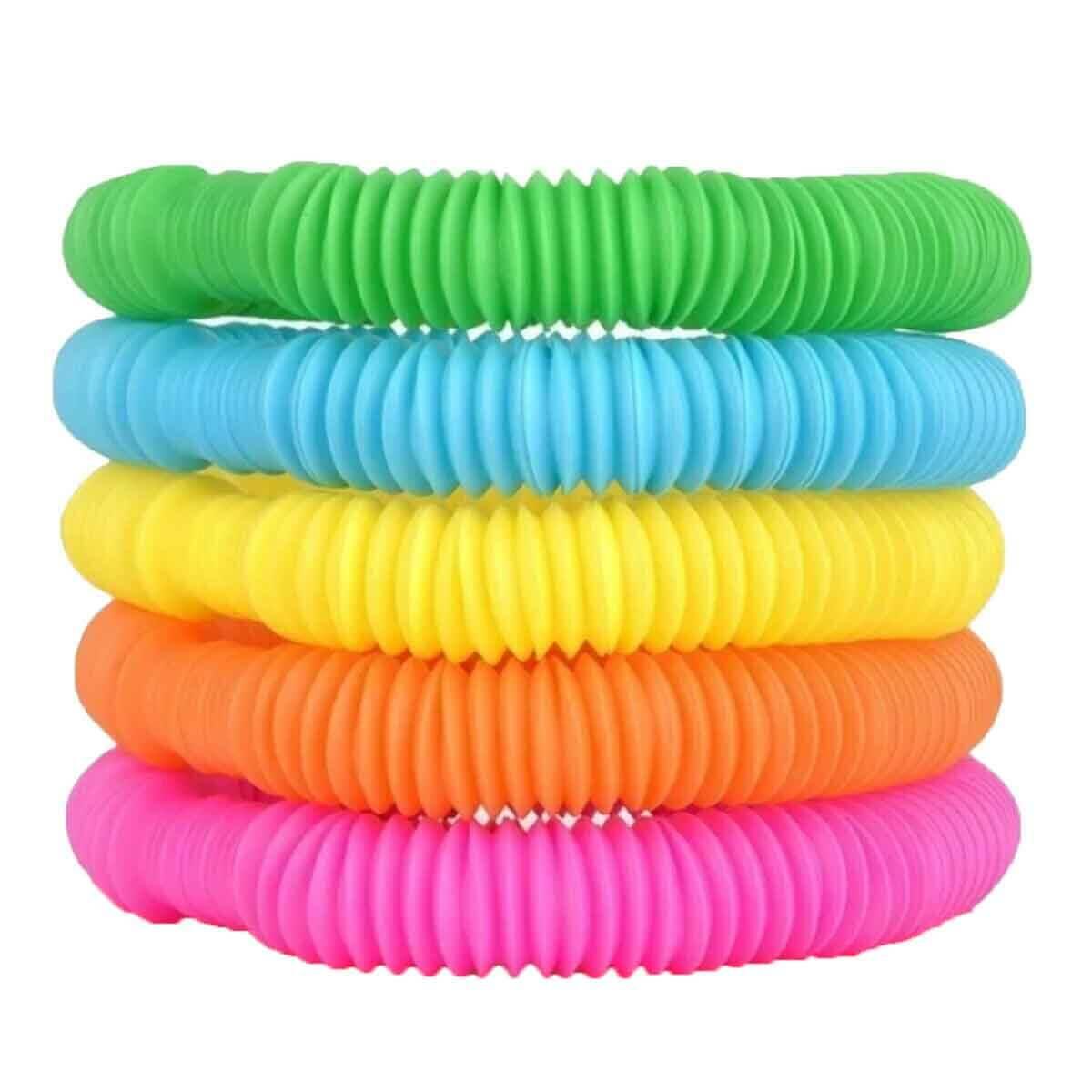 Jaru Pop Play Tubes Duyusal Stres Oyuncağı 5’li – Renkli ve Karanlıkta Parlayan Tüpler