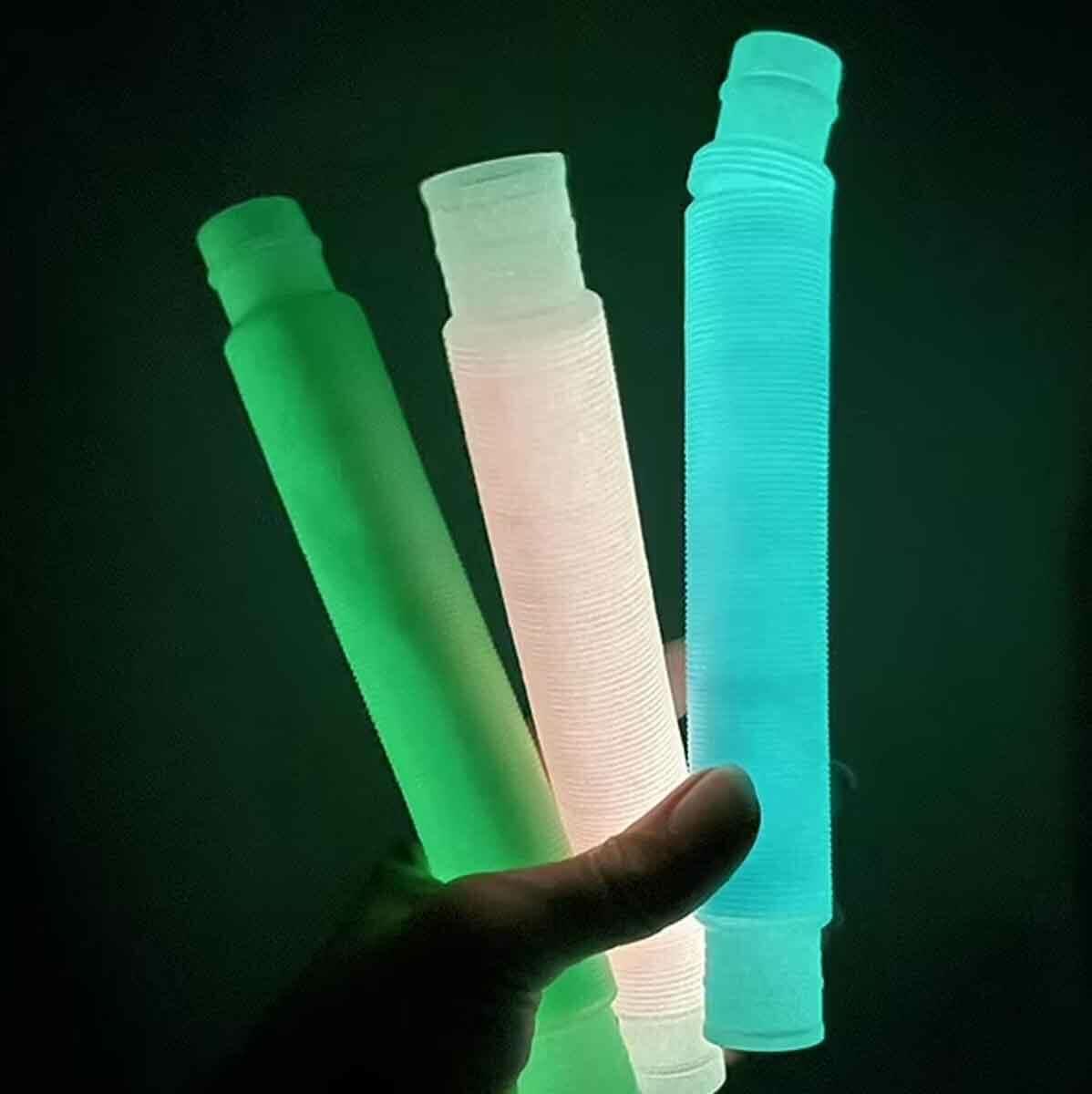 Jaru Pop Play Tubes Duyusal Stres Oyuncağı 5’li – Renkli ve Karanlıkta Parlayan Tüpler