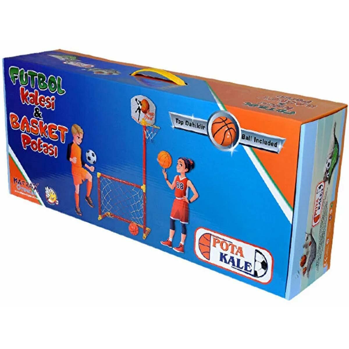 Portatif Kale Ve Basket Potası 2’si 1 Arada | Matrax Oyuncak Eğitici Spor Seti | Ayaklı Potalı Futbol Kalesi
