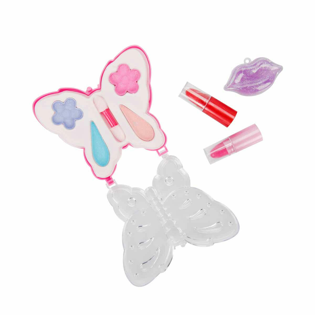 Pretty Pinky Mini Makyaj Seti | Kelebek ve Çiçek Modelli Çocuk Makyaj Çantası | Toksik Madde İçermeyen İlk Makyaj Setim