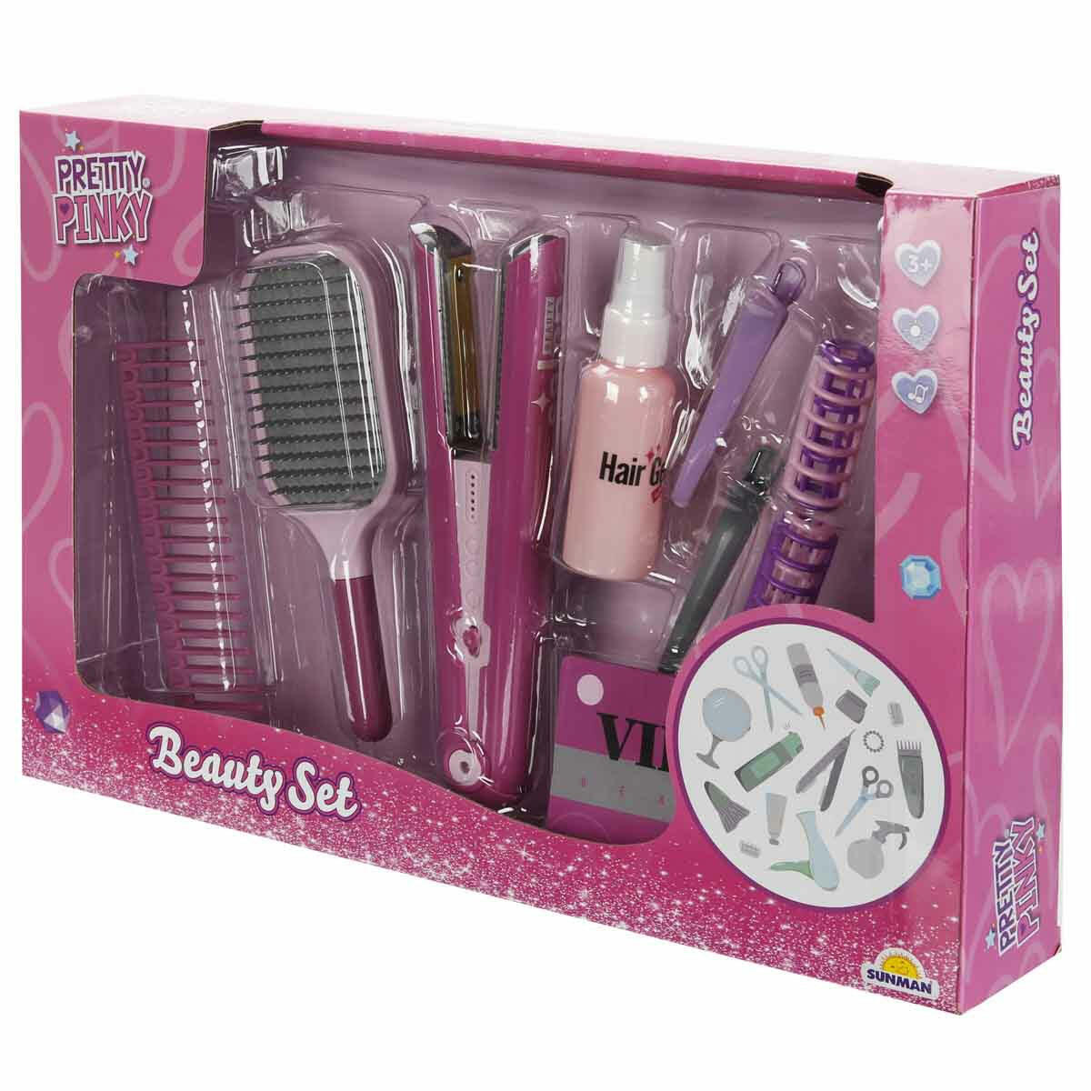 Pretty Pinky Sesli ve Işıklı Saç Tasarımı Güzellik Seti | Saç Kurutma Makinesi veya Düzleştiricili 2 Model Seçeneği