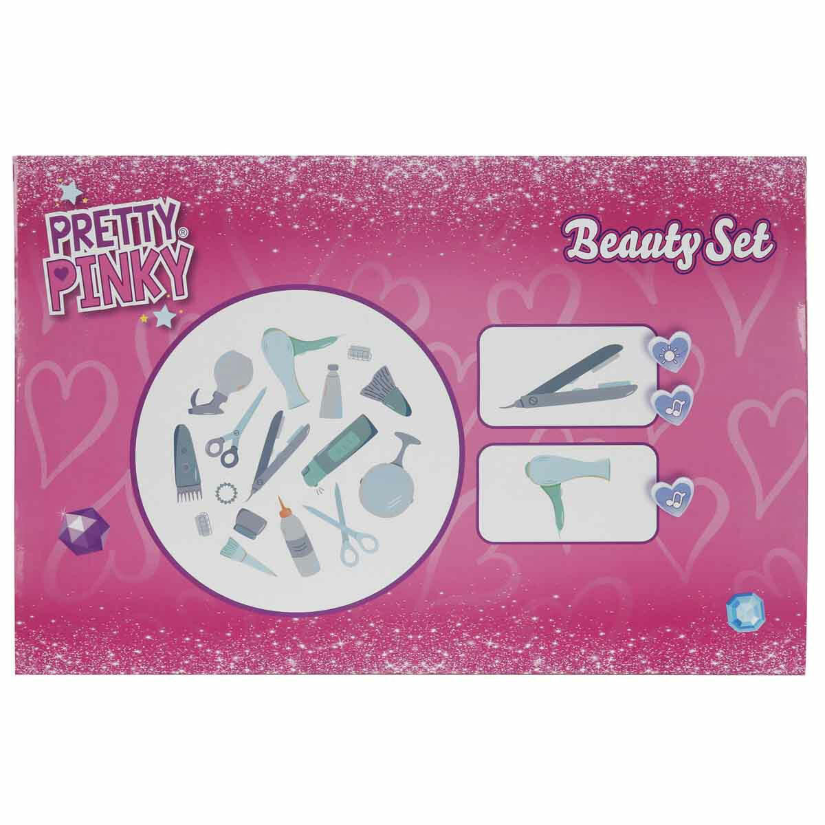 Pretty Pinky Sesli ve Işıklı Saç Tasarımı Güzellik Seti | Saç Kurutma Makinesi veya Düzleştiricili 2 Model Seçeneği