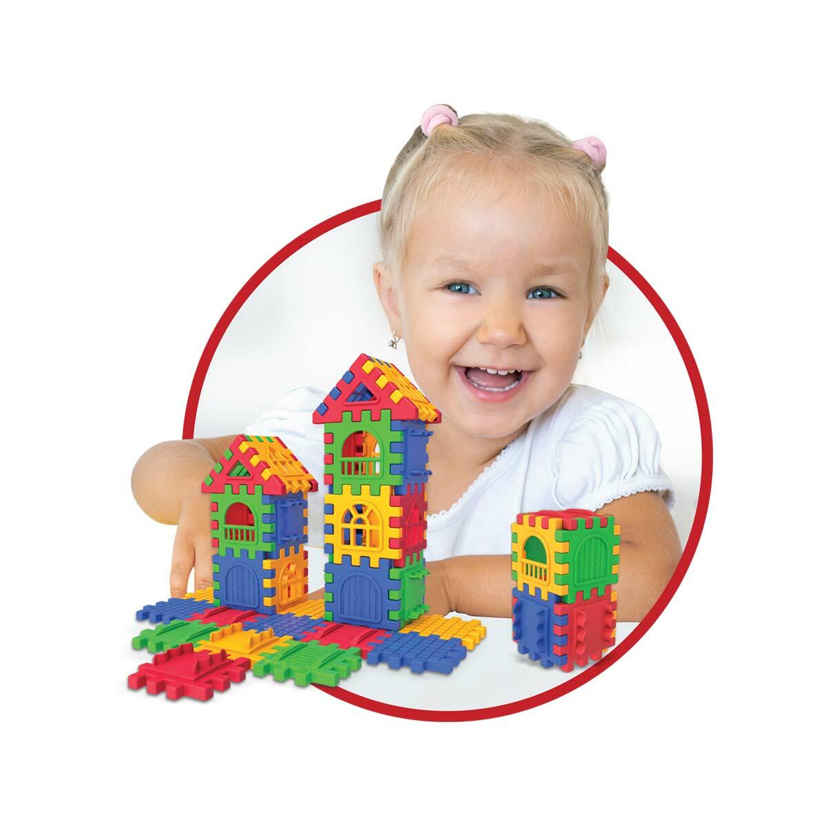 Puzzle City 64 Parça | Eğitici Şehir Kurma Ve Yapım Seti | Blok Oyuncak Ev İnşa Seti