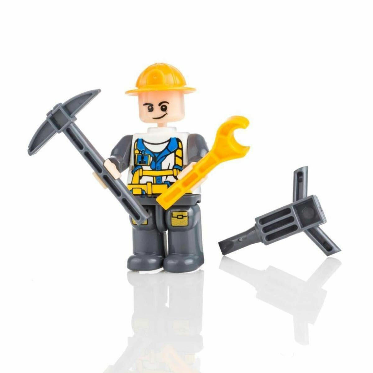 PVC Kutuda Küçük İşçi Yapı Oyuncak Seti | 8,5 cm İşçi Figürü ve İnşaat Aksesuarları | Çocuklar İçin Eğitici Rol Yapma ve El Becerisi Geliştirici Set