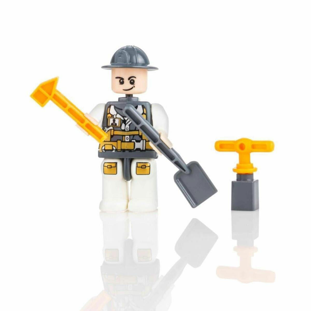 PVC Kutuda Küçük İşçi Yapı Oyuncak Seti | 8,5 cm İşçi Figürü ve İnşaat Aksesuarları | Çocuklar İçin Eğitici Rol Yapma ve El Becerisi Geliştirici Set