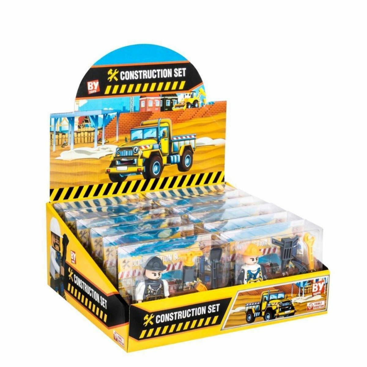 PVC Kutuda Küçük İşçi Yapı Oyuncak Seti | 8,5 cm İşçi Figürü ve İnşaat Aksesuarları | Çocuklar İçin Eğitici Rol Yapma ve El Becerisi Geliştirici Set