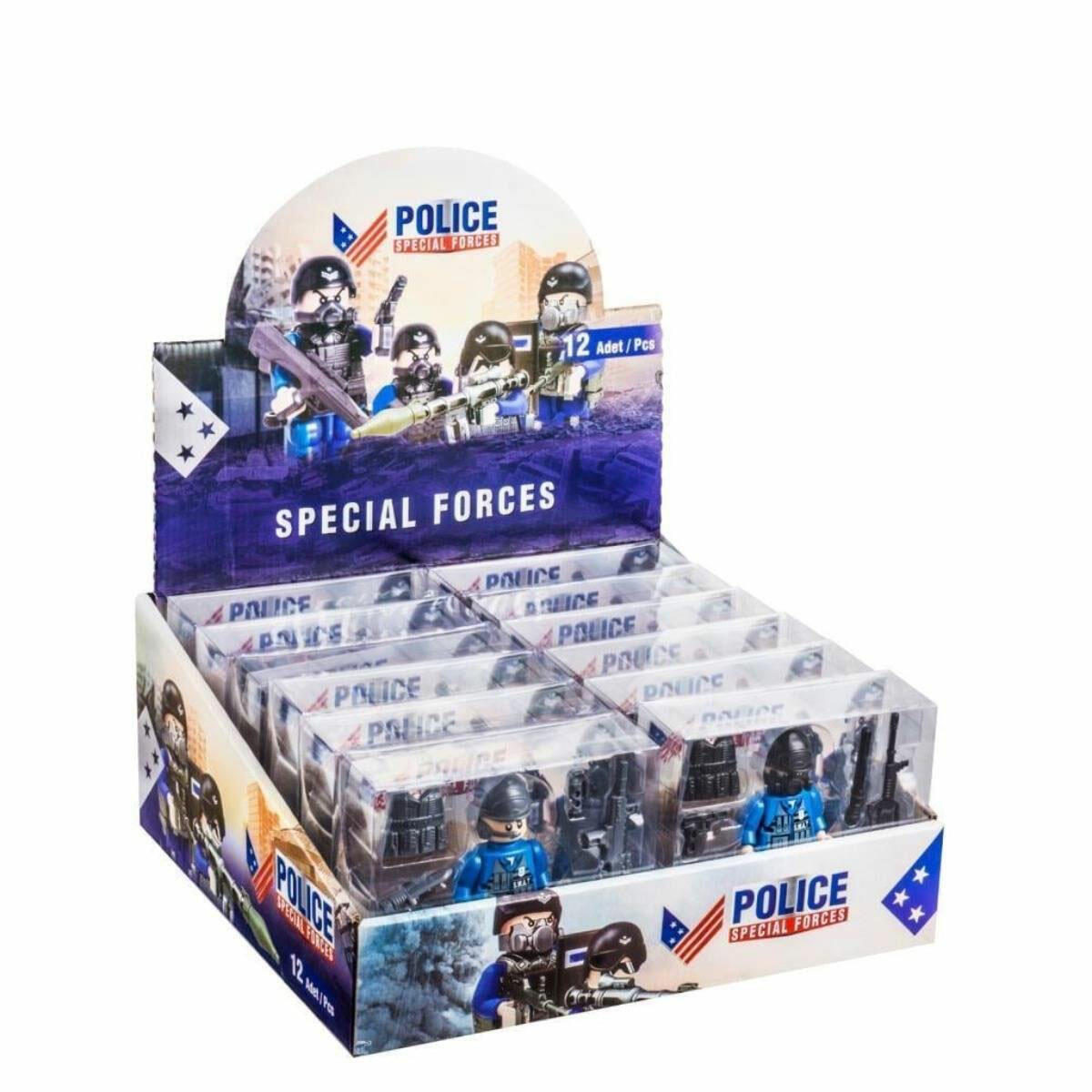 PVC Kutuda Küçük Polis Yapı Oyuncak Seti | 10 Parça Aksesuarlı Polis Figürü, Zırhlı ve Silahlı Kahramanlık Seti