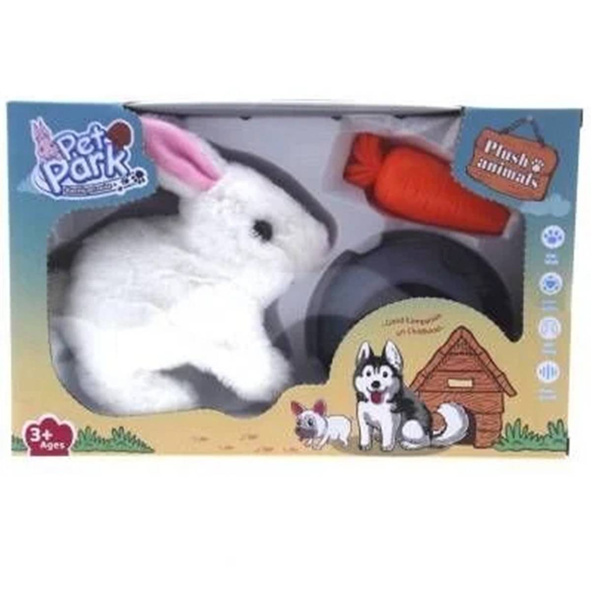 Sesli ve Hareketli Beyaz Peluş Tavşan