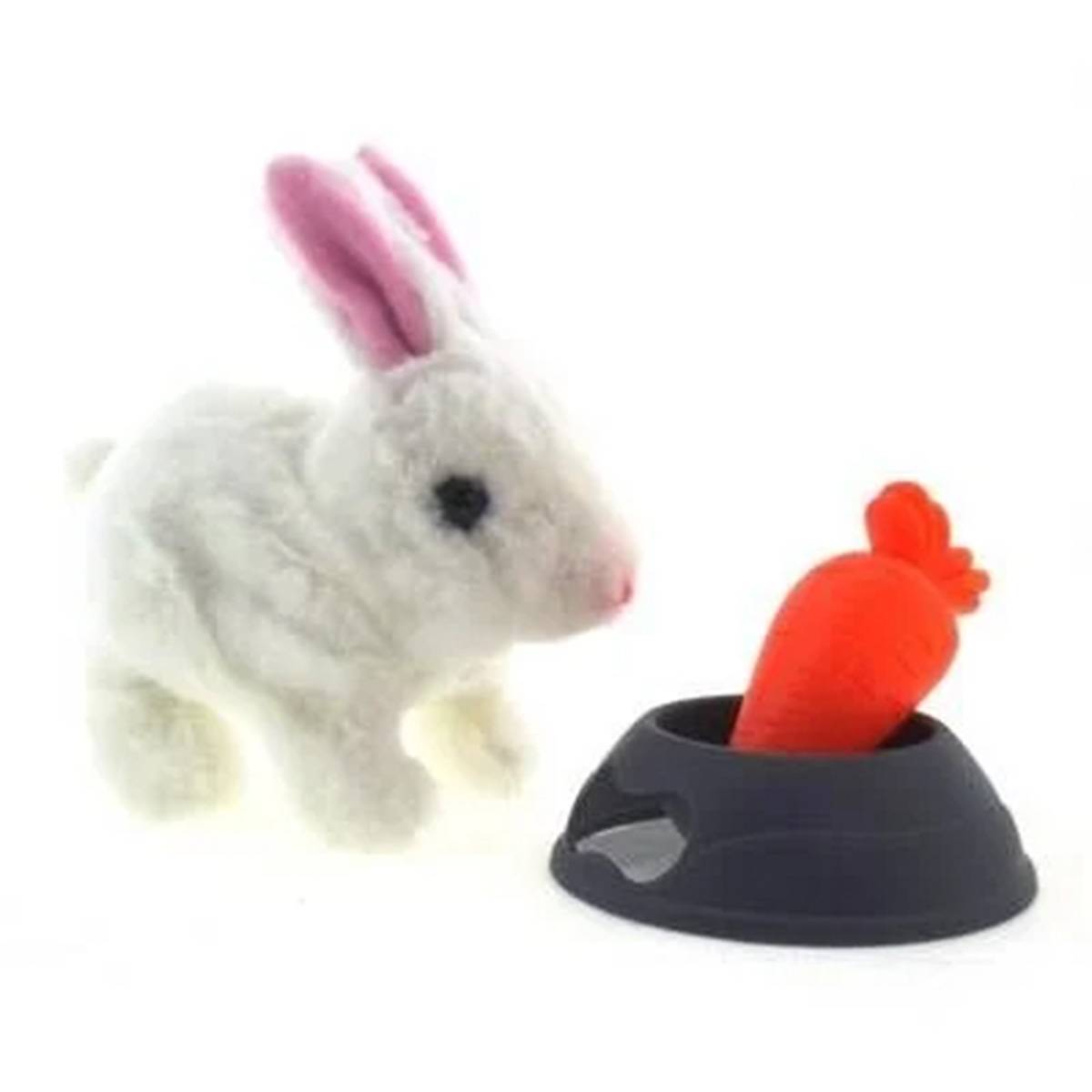 Sesli ve Hareketli Beyaz Peluş Tavşan