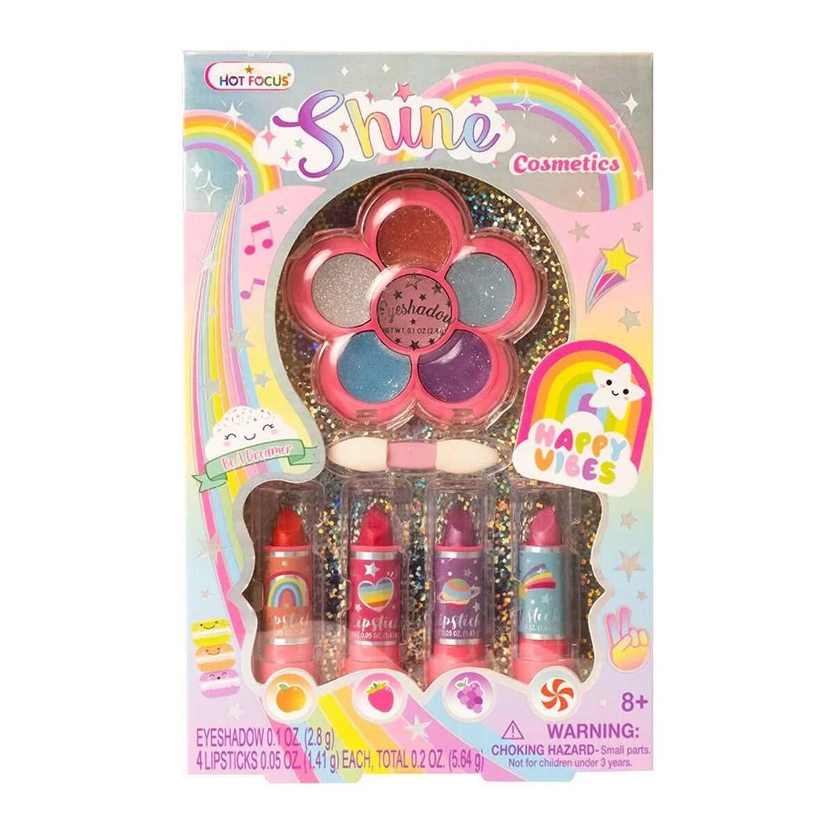 Rainbow Parıltılı Far Ve Ruj Seti | Çocuklar İçin Güvenli Makyaj Seti | Işıltılı Güzellik Ve Stil Kiti