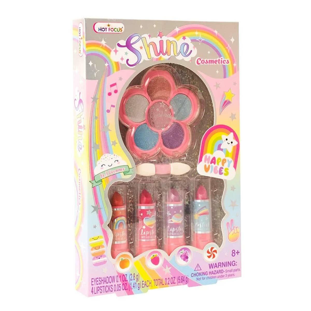 Rainbow Parıltılı Far Ve Ruj Seti | Çocuklar İçin Güvenli Makyaj Seti | Işıltılı Güzellik Ve Stil Kiti
