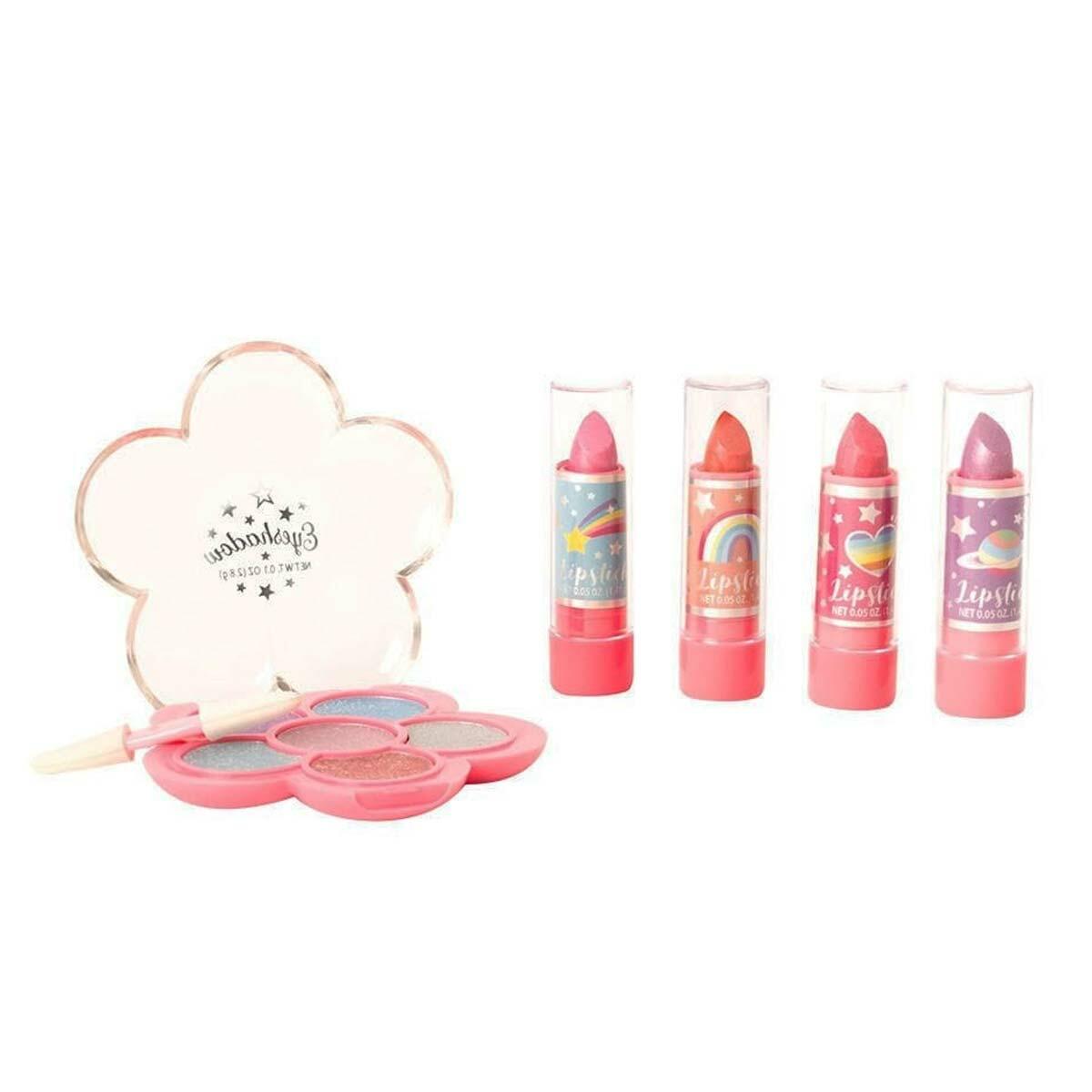 Rainbow Parıltılı Far Ve Ruj Seti | Çocuklar İçin Güvenli Makyaj Seti | Işıltılı Güzellik Ve Stil Kiti
