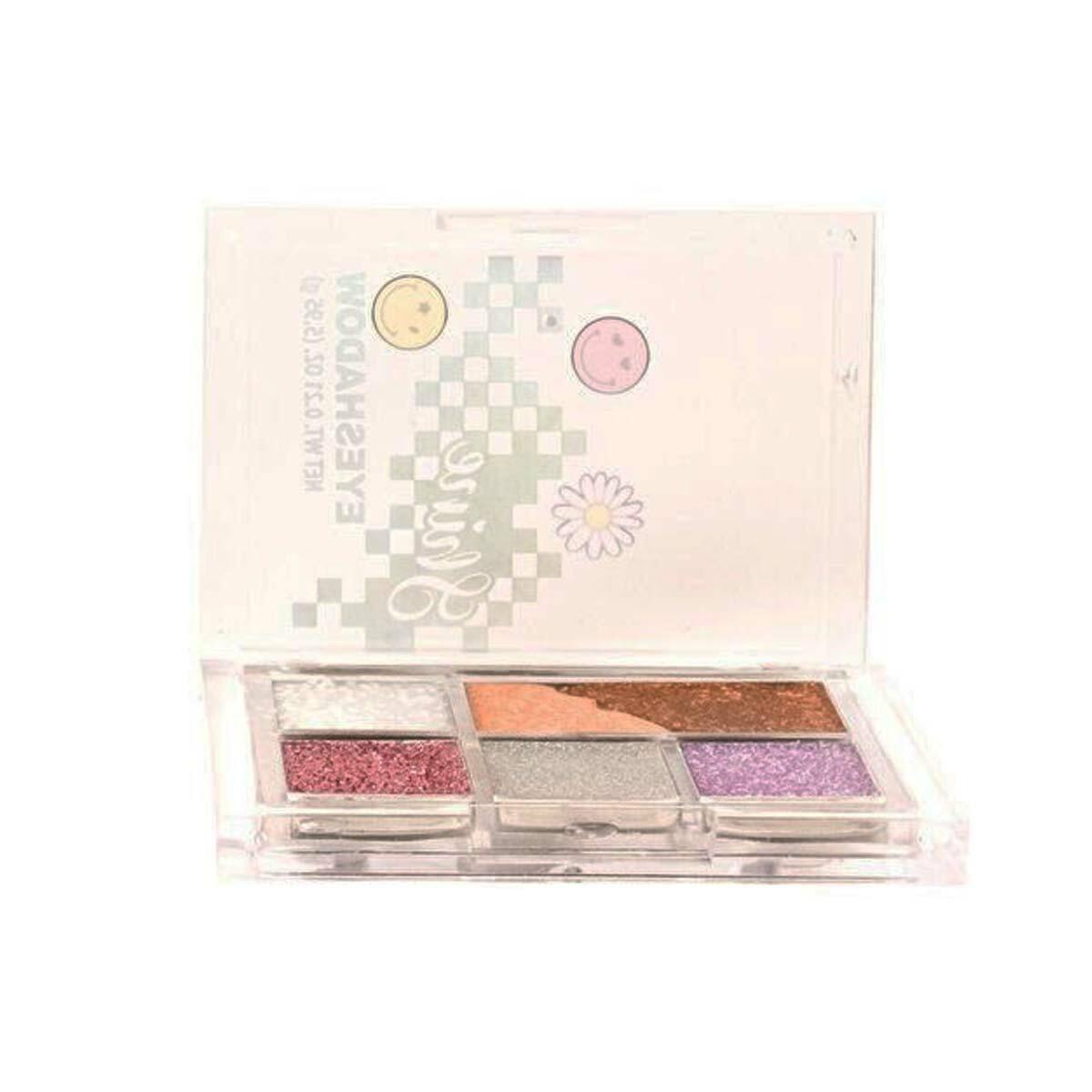 Rainbow Taşınabilir Kozmetik Seti | Akrilik Kutulu Güzellik Kiti | 4 Fırçalı Ve Far Paletli Makyaj Seti