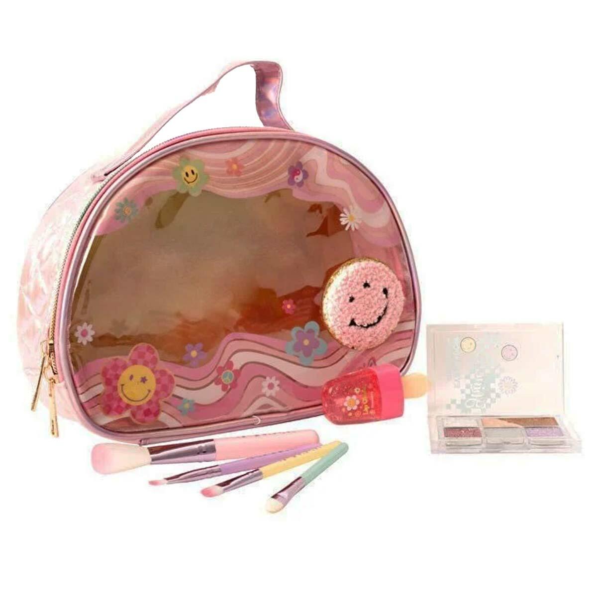 Rainbow Taşınabilir Kozmetik Seti | Akrilik Kutulu Güzellik Kiti | 4 Fırçalı Ve Far Paletli Makyaj Seti