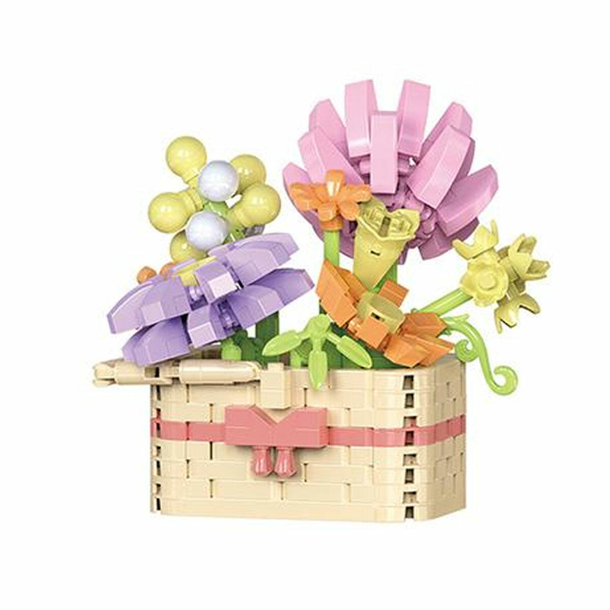 Renkli Çiçekler 298 Parça Blok Seti | Mikro Detaylı Dekoratif Yapım Bloğu | Masaüstü Hobi ve Renkli Ev Aksesuarı Seti