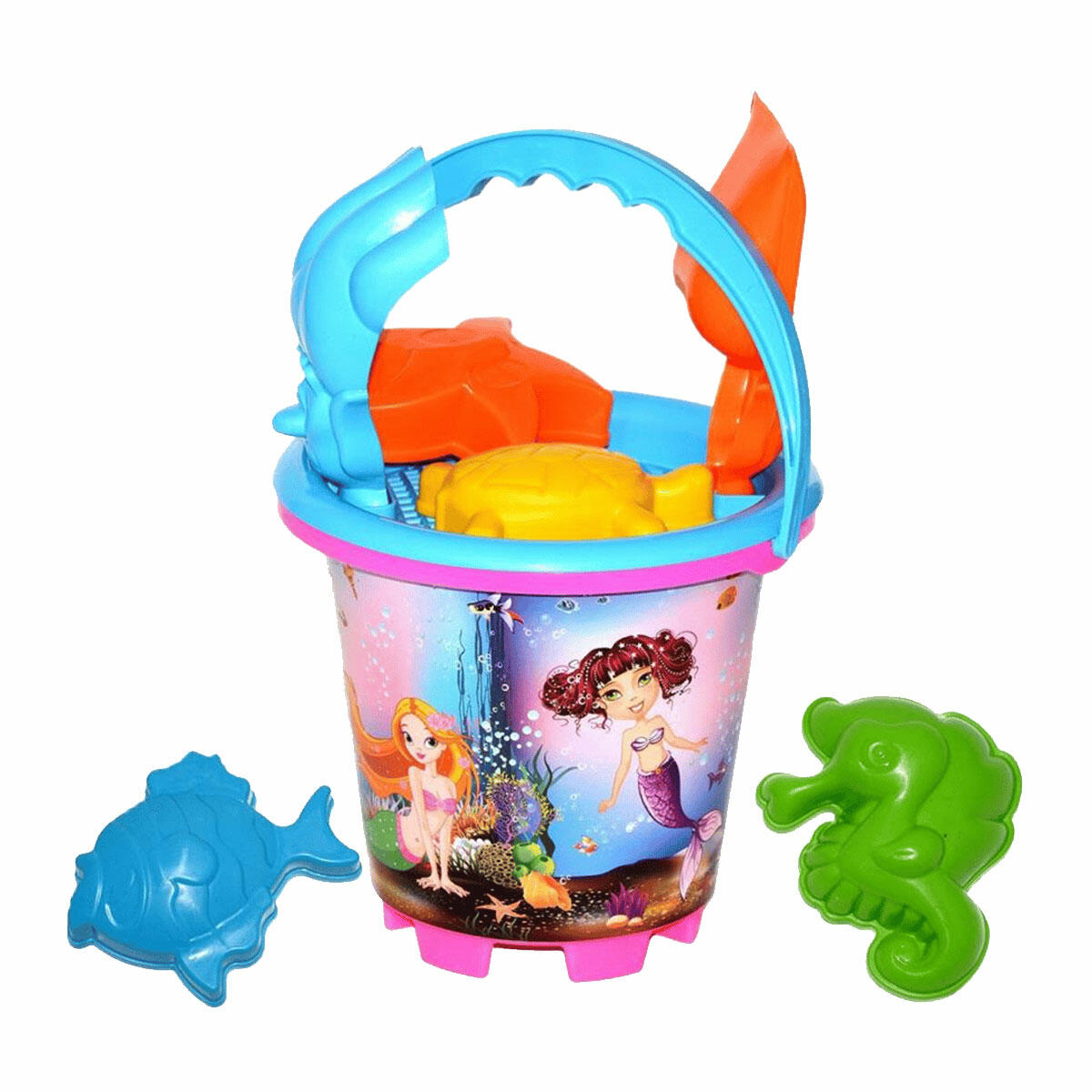 Resimli Aksesuarlı Kova Kürek Takımı | Balık ve Deniz Atı Kalıplı Kum Seti | Çocuklar İçin Eğitici Plaj ve Bahçe Oyuncakları