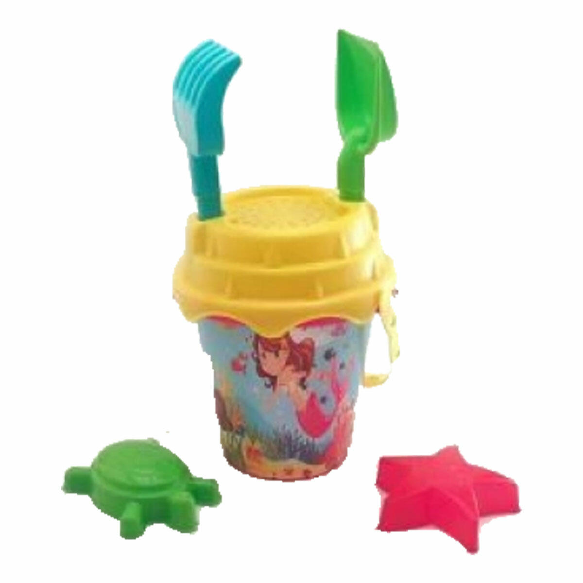 Resimli Oyuncak Küçük Kova Seti (5 Parça) | Tırmık, Kürek ve 2 Kalıptan Oluşan Kum Oyunu Takımı