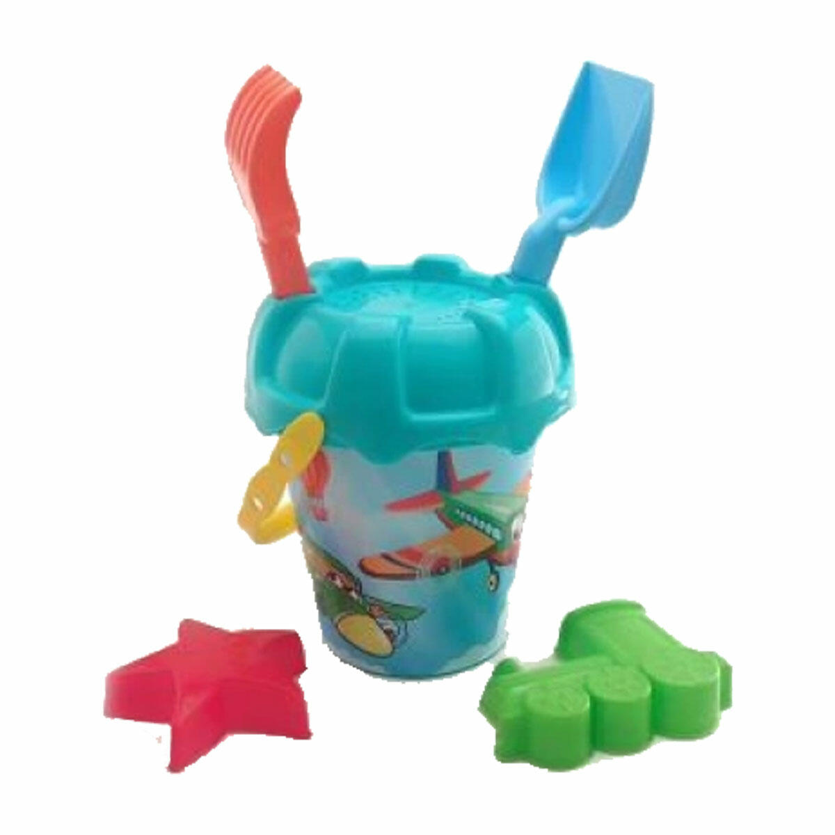 Resimli Oyuncak Küçük Kova Seti (5 Parça) | Tırmık, Kürek ve 2 Kalıptan Oluşan Kum Oyunu Takımı