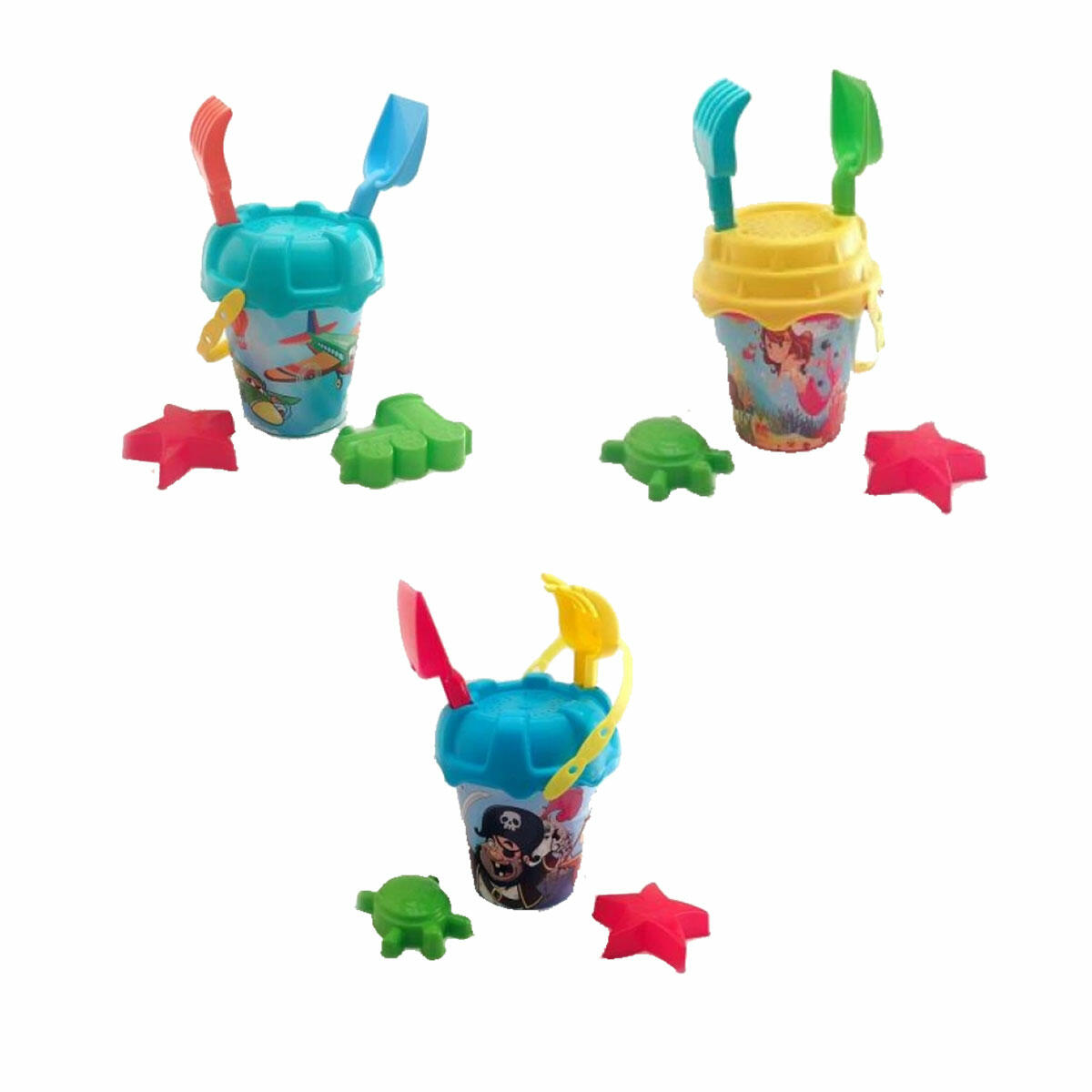 Resimli Oyuncak Küçük Kova Seti (5 Parça) | Tırmık, Kürek ve 2 Kalıptan Oluşan Kum Oyunu Takımı