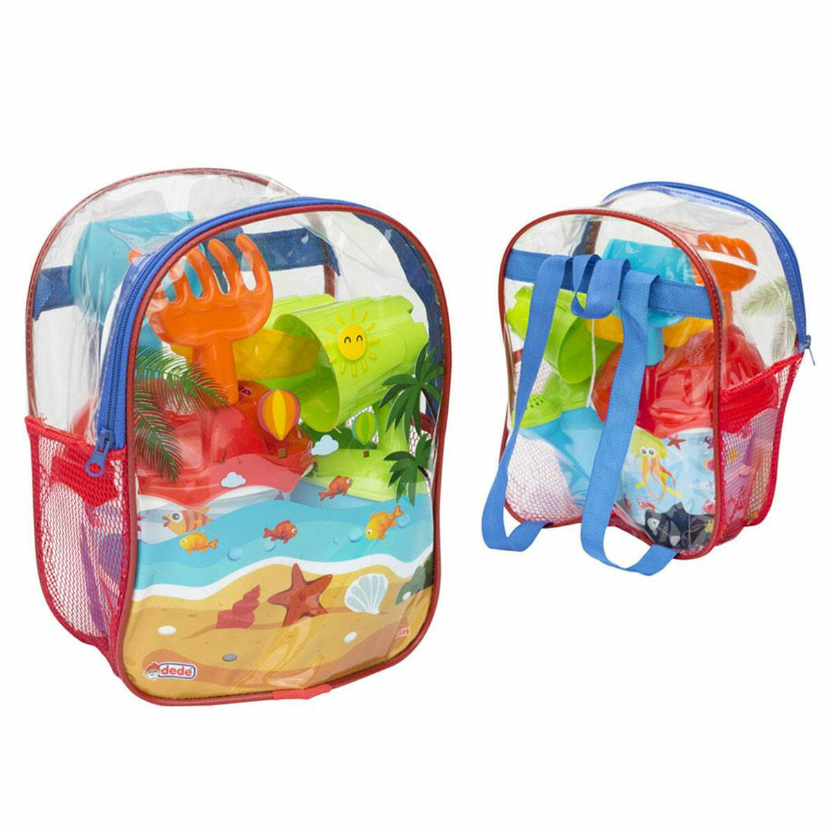 Resimli Sırt Çantalı Plaj Seti | 8 Parça Deniz ve Kum Oyuncağı | Dede Marka Unisex Çocuk Plaj Kiti