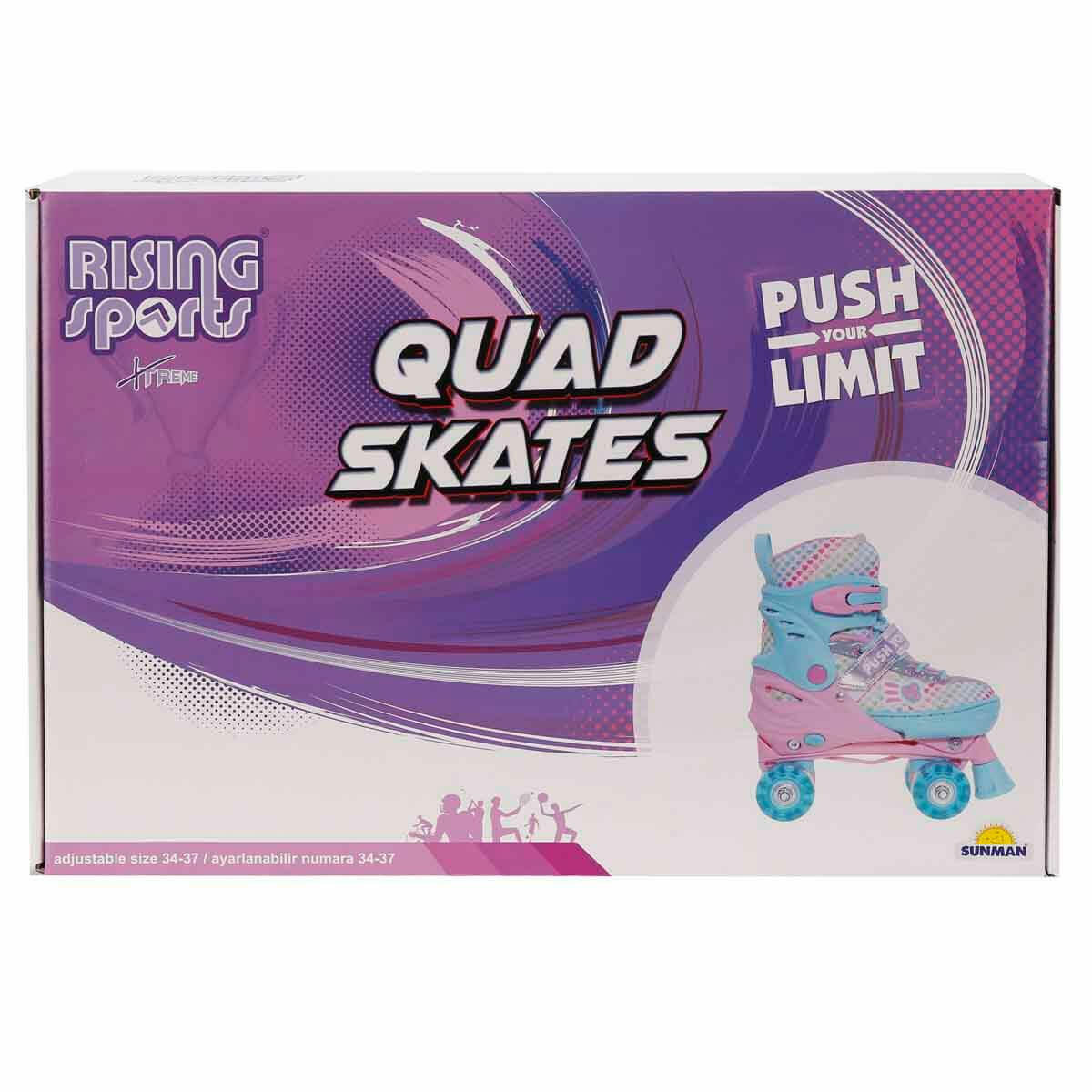 Rising Sports Işıklı 4 Teker Ayarlanabilir Paten 34-37 Numara | Işıklı Tekerlekli Çocuk Pateni | Ayarlanabilir Başlangıç ve İleri Seviye Paten Seti