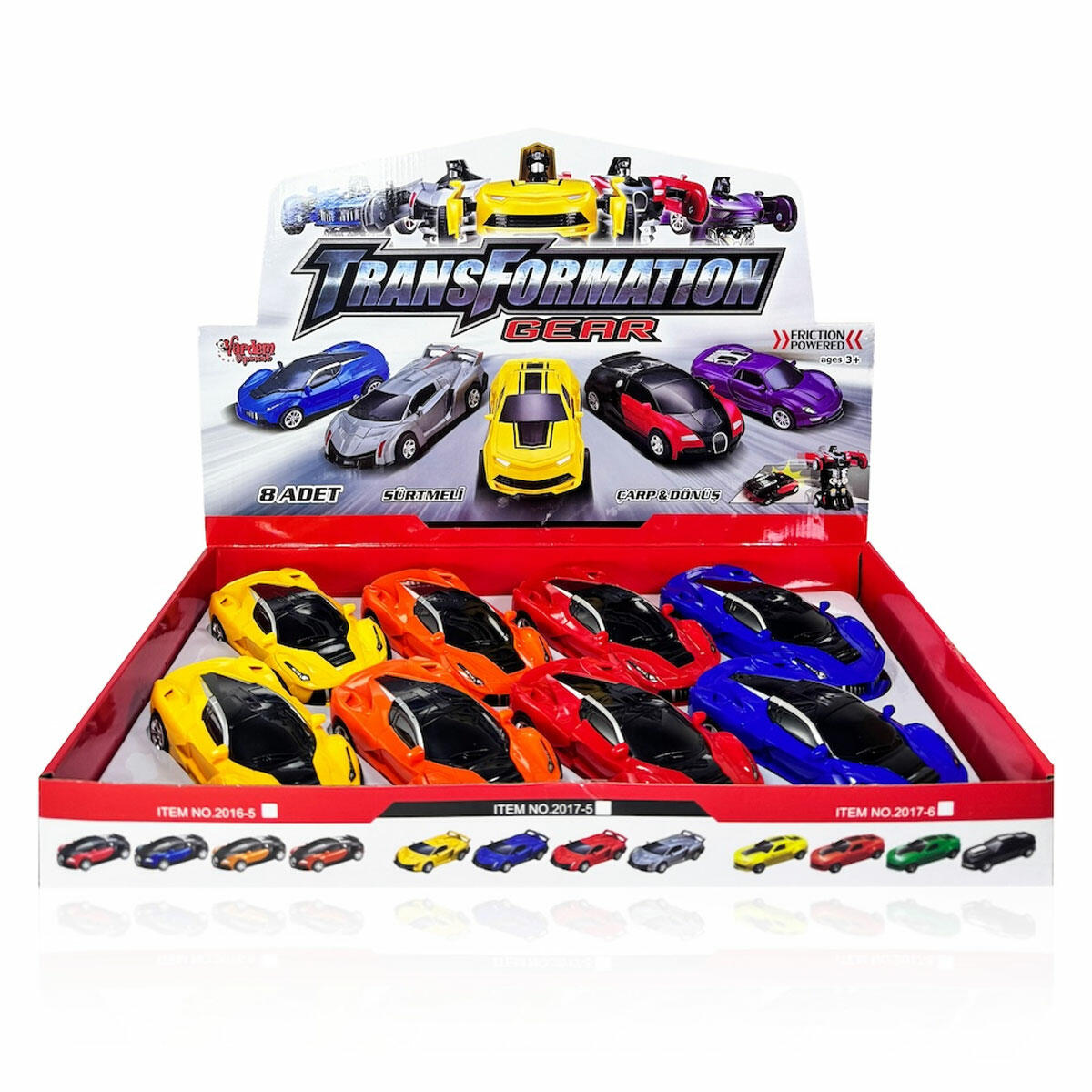 Sürtmeli Robota Dönüşen Ferrari Oyuncak Araba 1:32 Ölçek | Tek Dokunuşla Dönüşüm, 13 cm Boyutunda 4 Farklı Renk Seçenekli Robot Araba