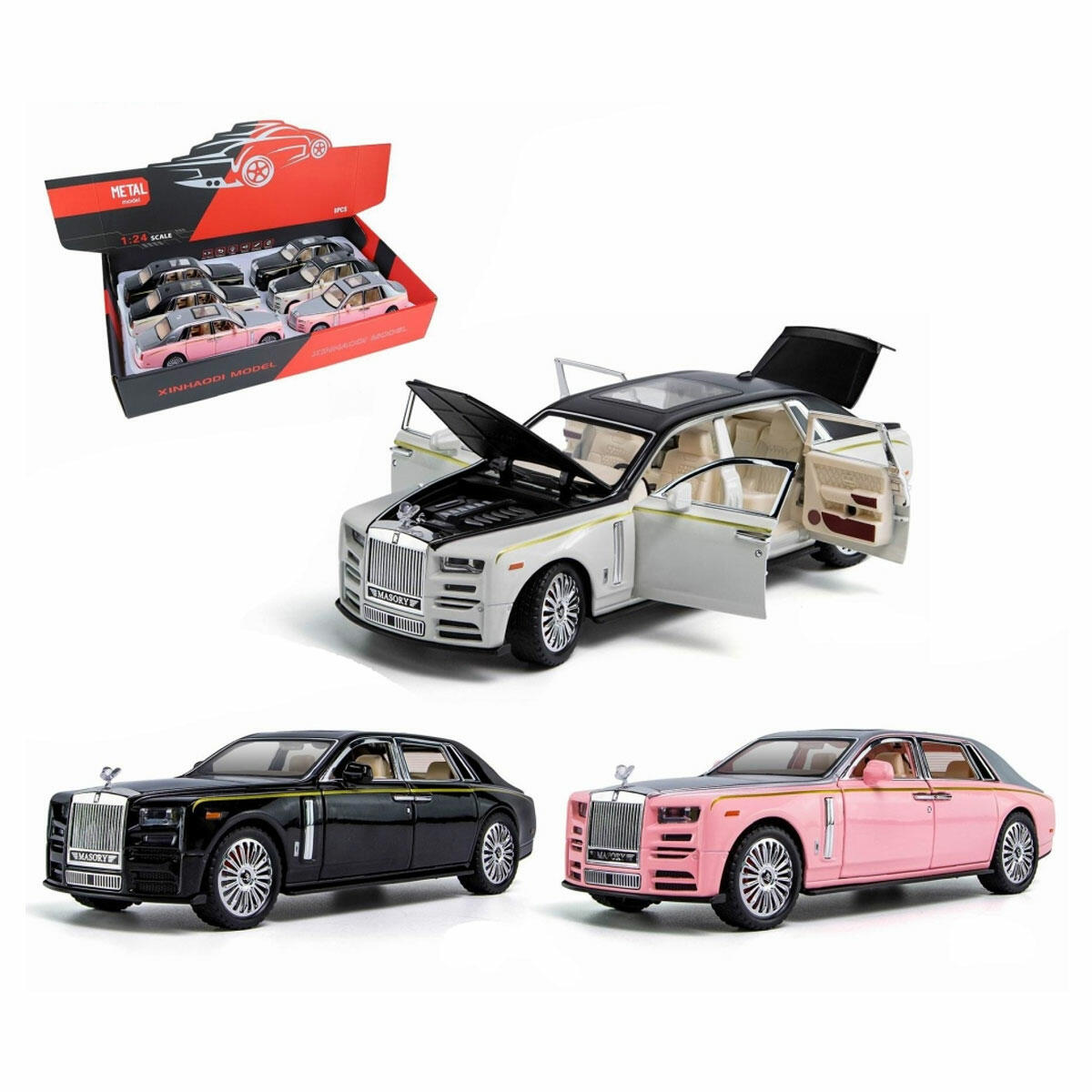 Rolls Royce 1:24 Metal Model Araba | Sesli Işıklı Çek Bırak Diecast | Kapıları Açılan Lüks Koleksiyon Serisi