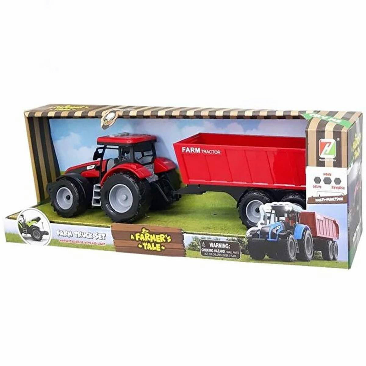 Römorklu Sesli Ve Işıklı Pilli Traktör | Aya Toys Çiftlik Macera Seti | Hareketli Römorklu Eğitici İş Makinesi